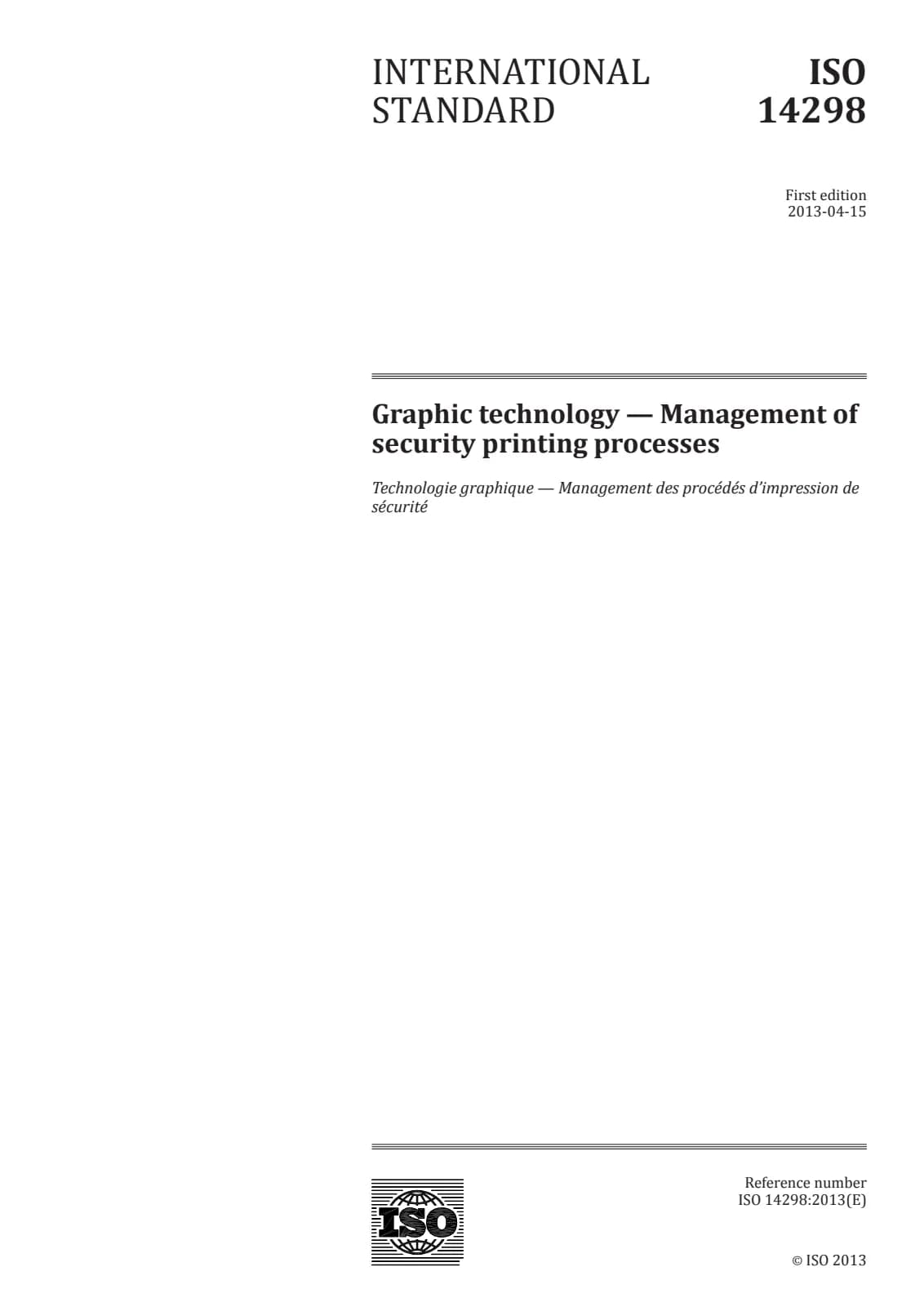 Первая страница стандарта ISO 14298:2013