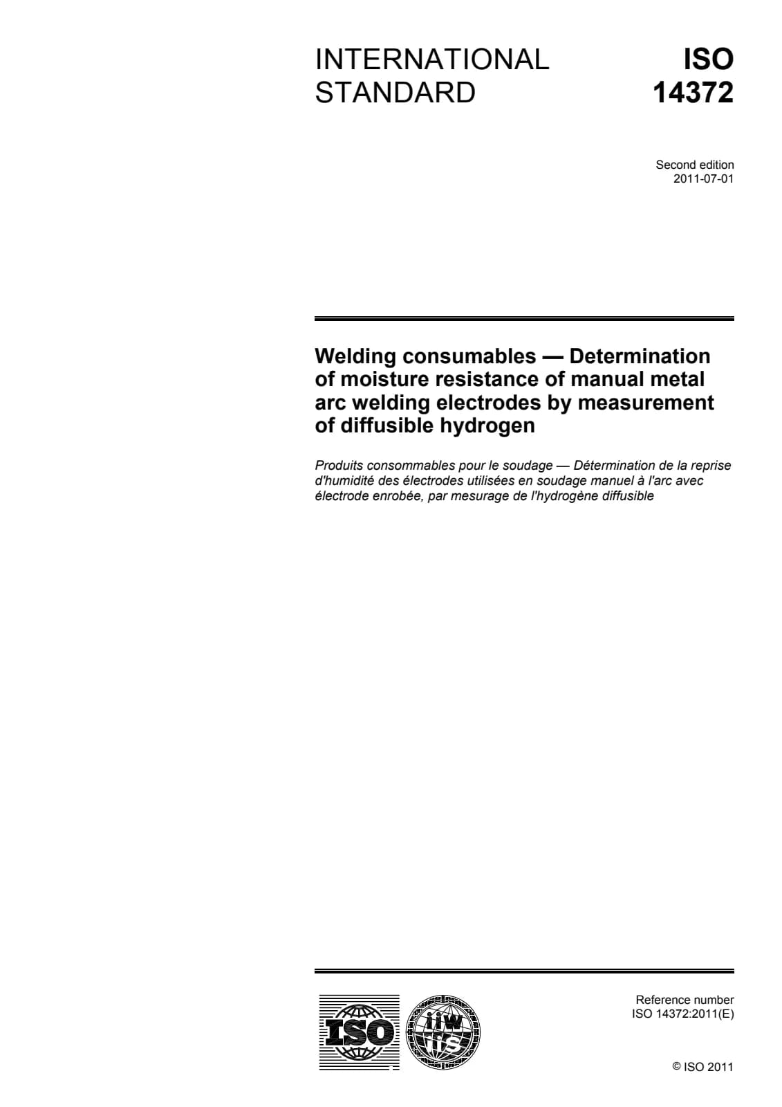 Первая страница стандарта ISO 14372:2011