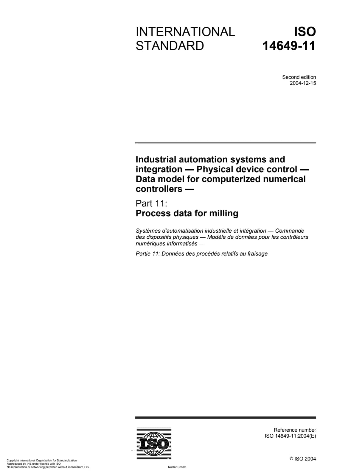 Первая страница стандарта ISO 14649-11:2004