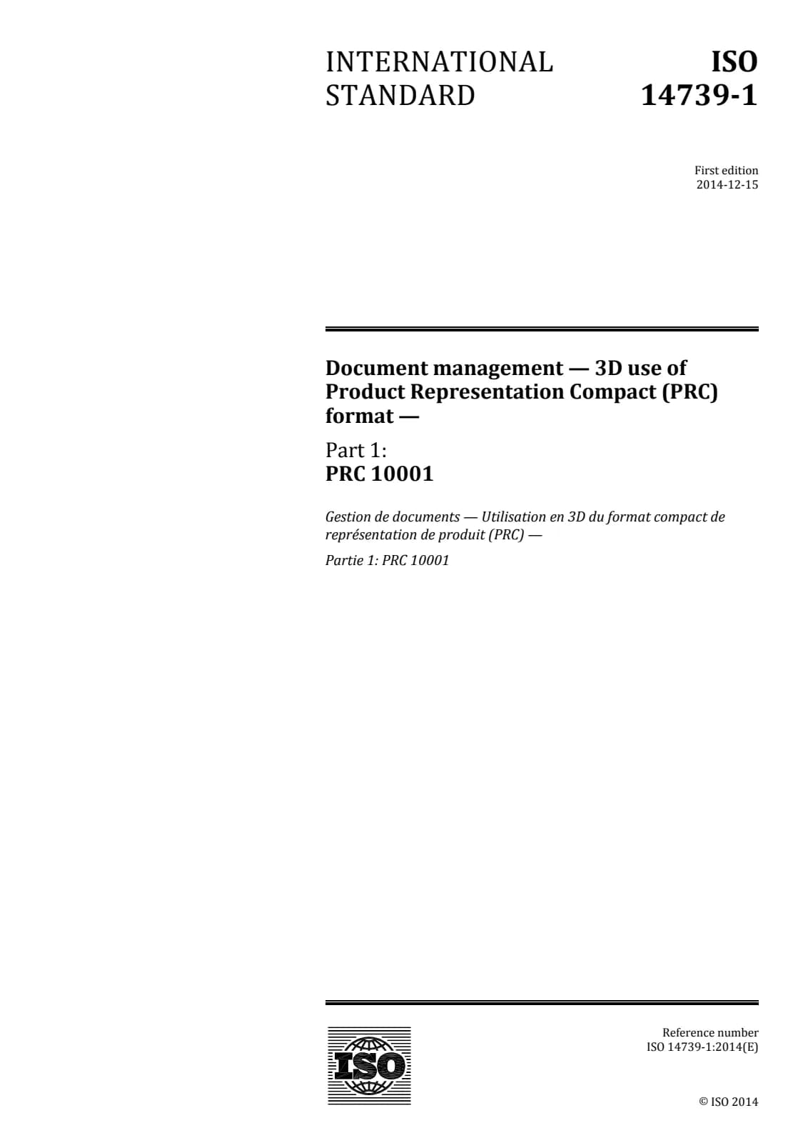 Первая страница стандарта ISO 14739-1:2014