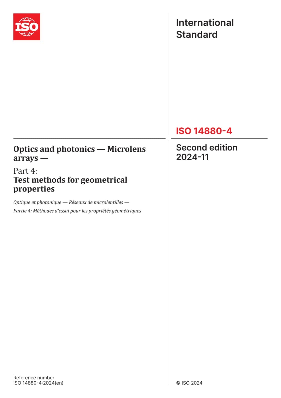 Первая страница стандарта ISO 14880-4:2024
