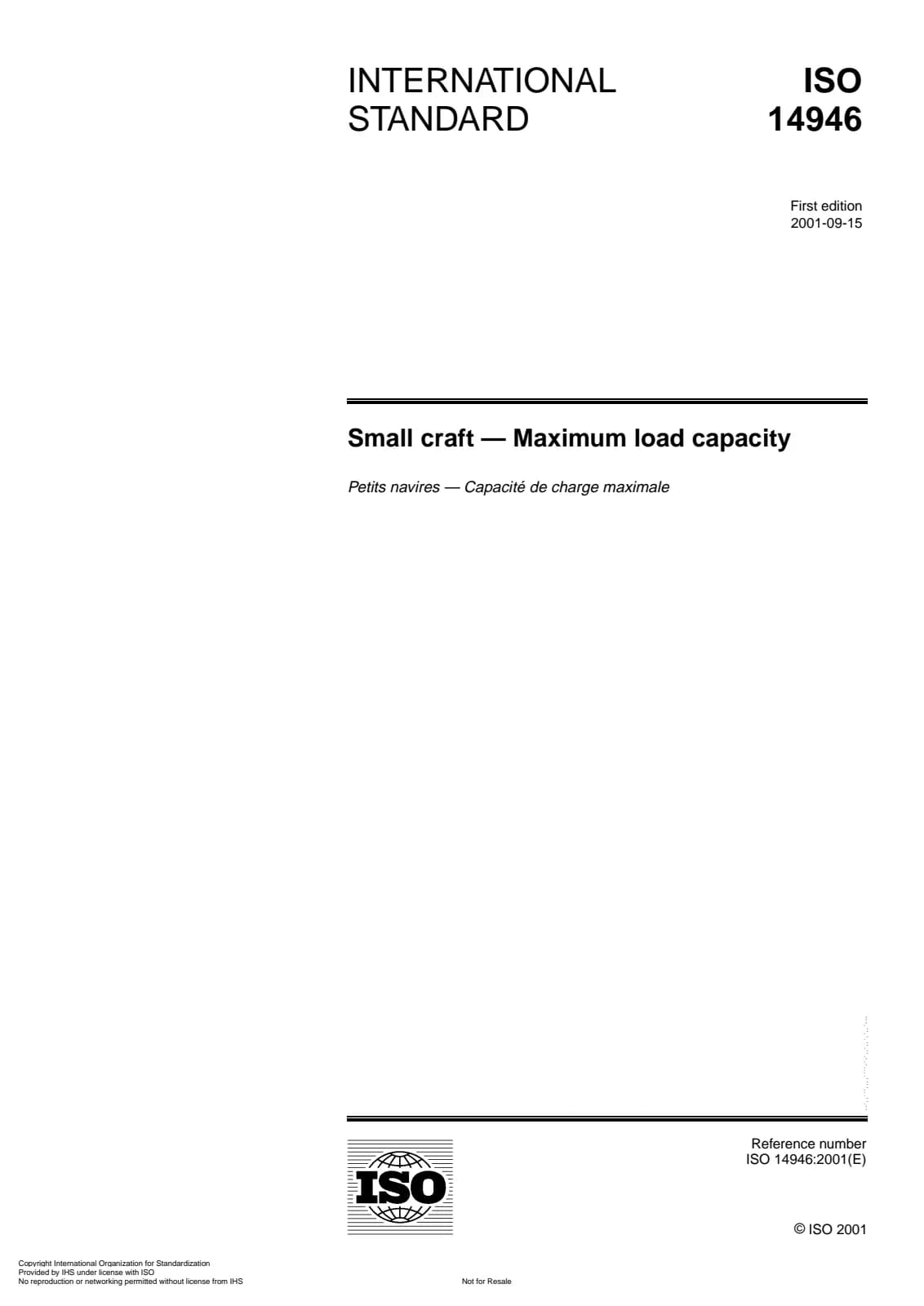 Первая страница стандарта ISO 14946:2001