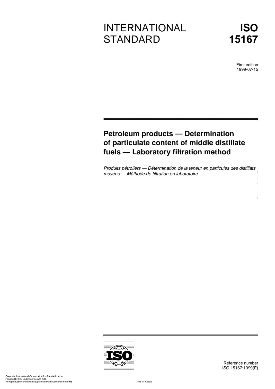 Первая страница стандарта ISO 15167:1999