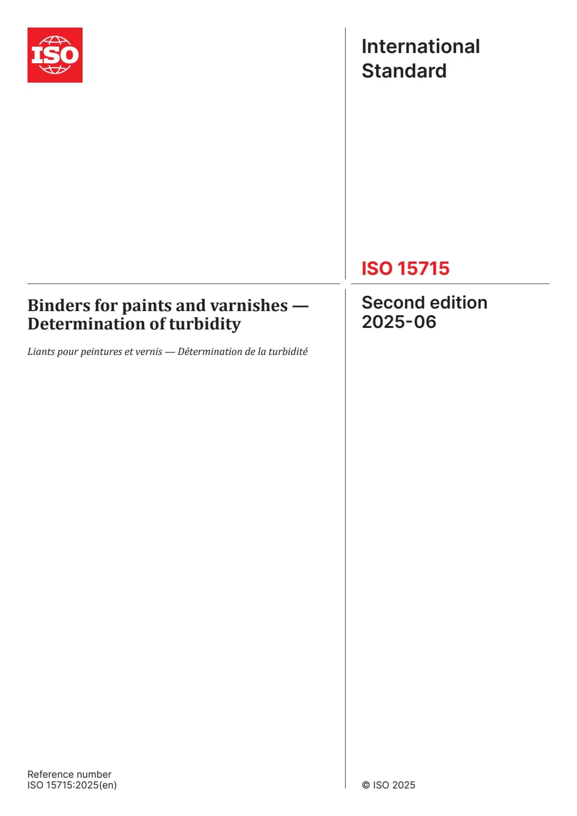 Первая страница стандарта ISO 15715:2025