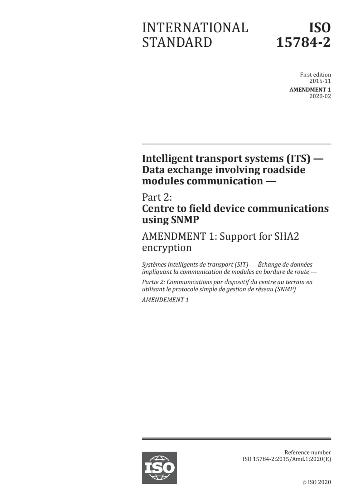 Первая страница стандарта ISO 15784-2:2015