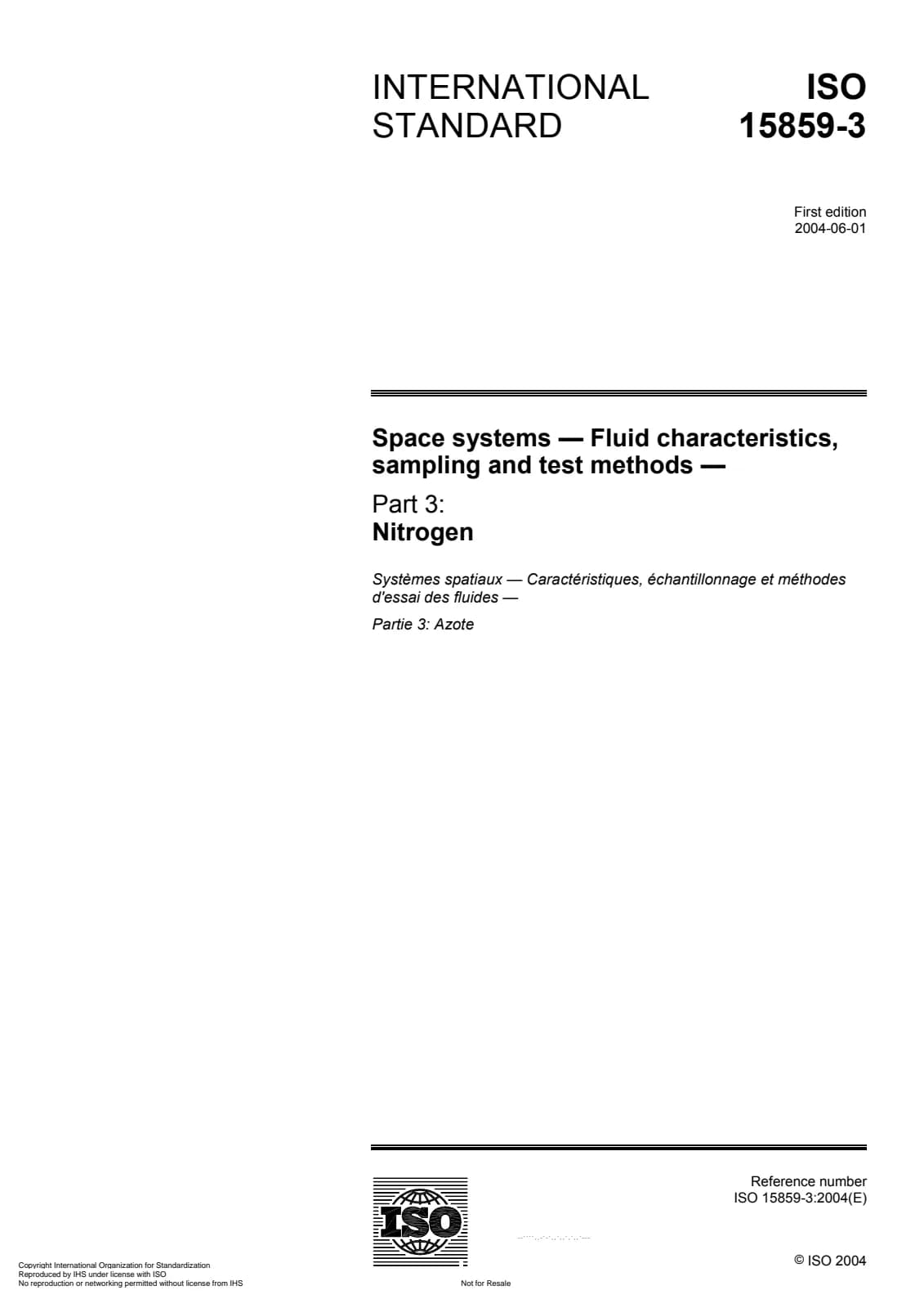 Первая страница стандарта ISO 15859-3:2004