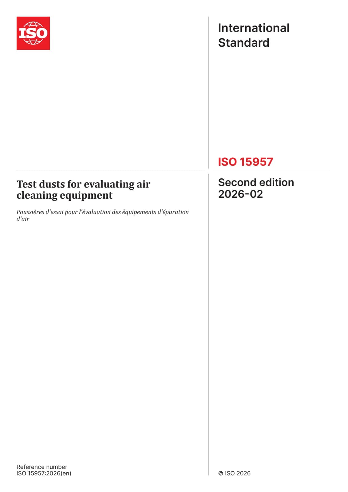 Первая страница стандарта ISO 15957:2026