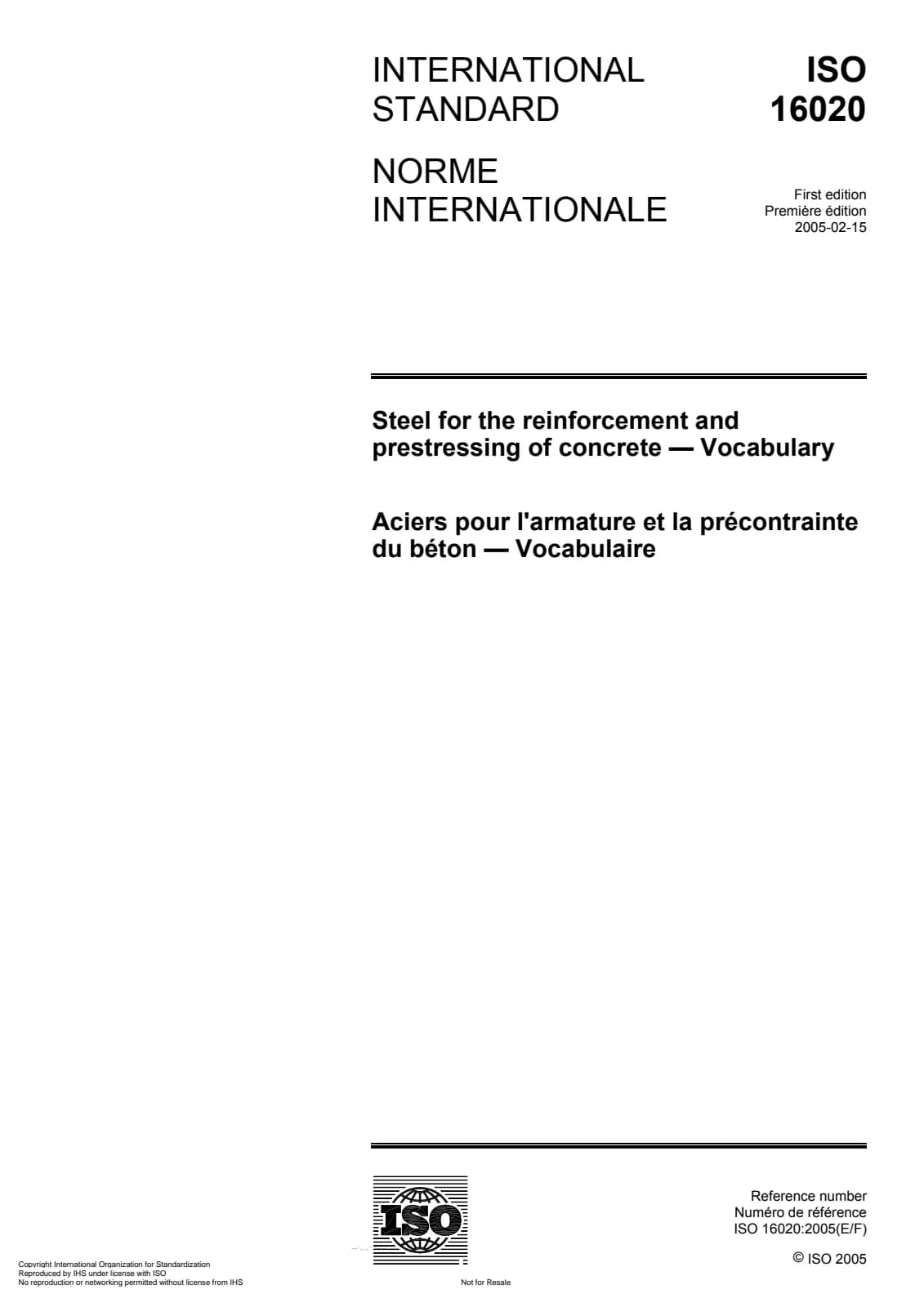 Первая страница стандарта ISO 16020:2005