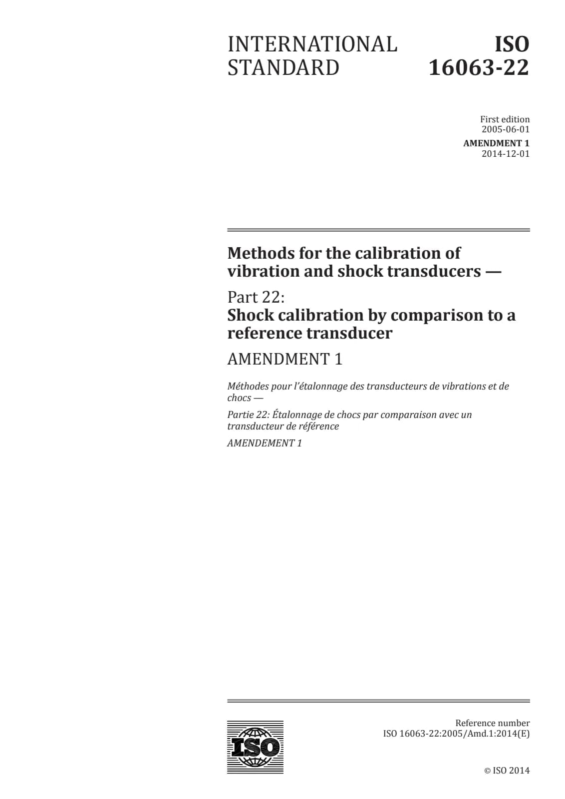 Первая страница стандарта ISO 16063-22:2005