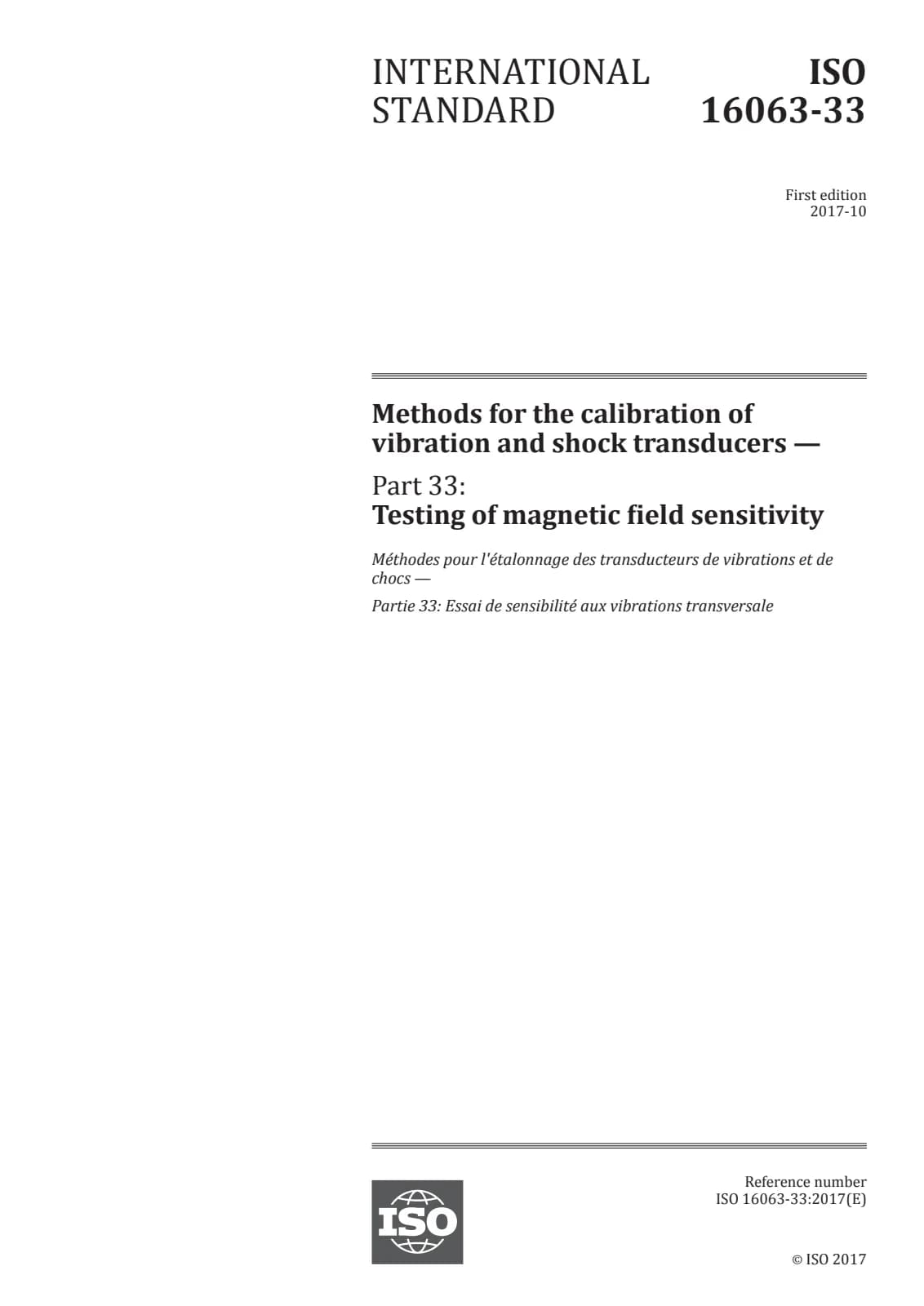 Первая страница стандарта ISO 16063-33:2017