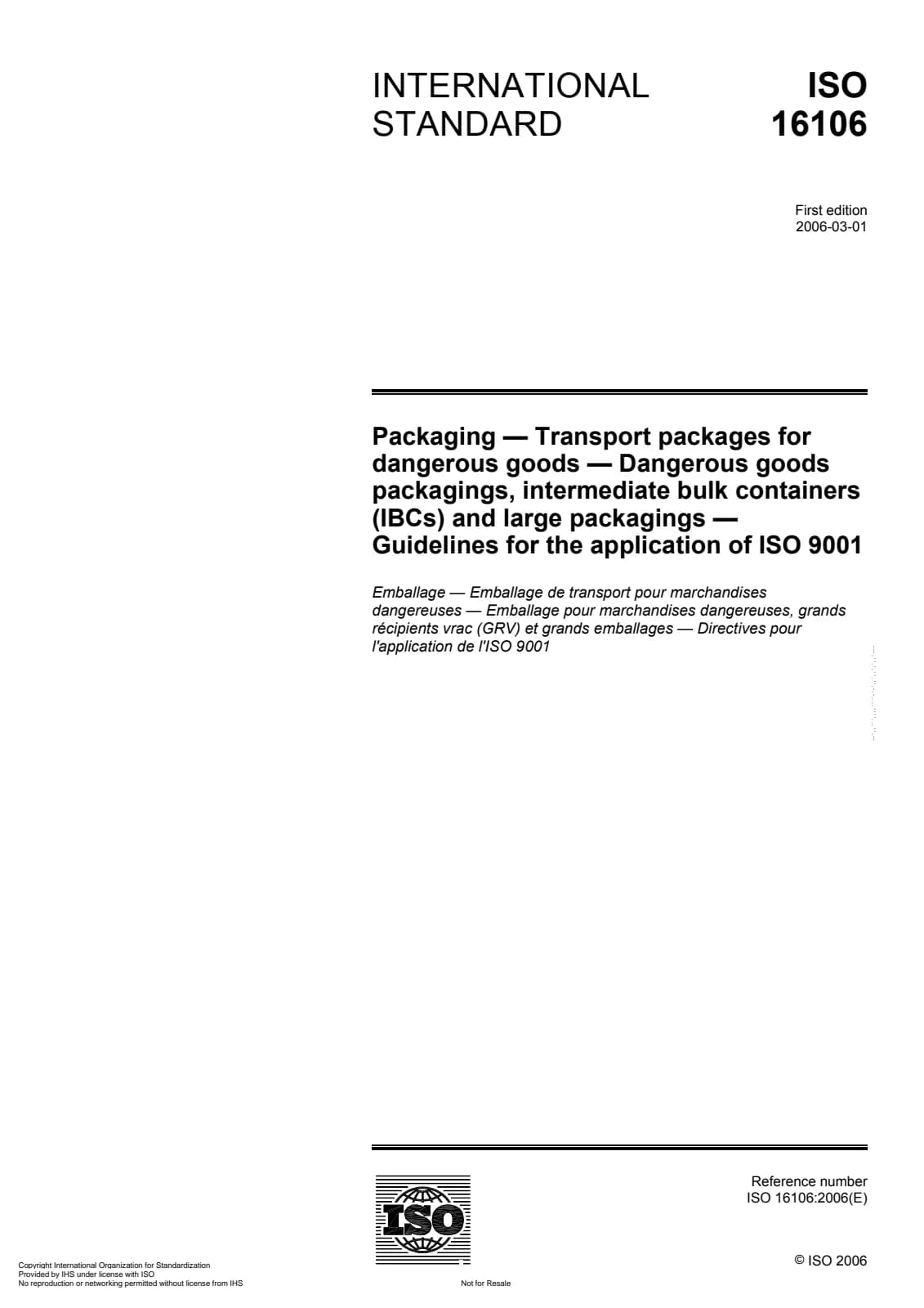 Первая страница стандарта ISO 16106:2006