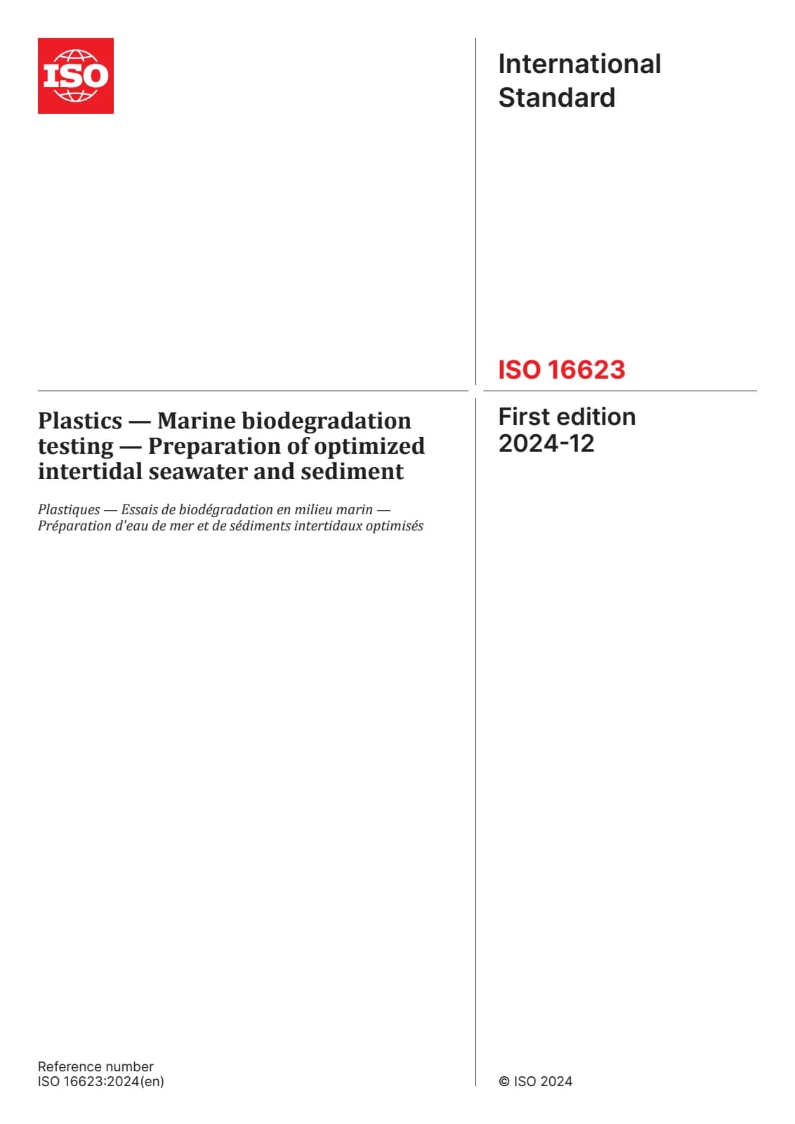Первая страница стандарта ISO 16623:2024