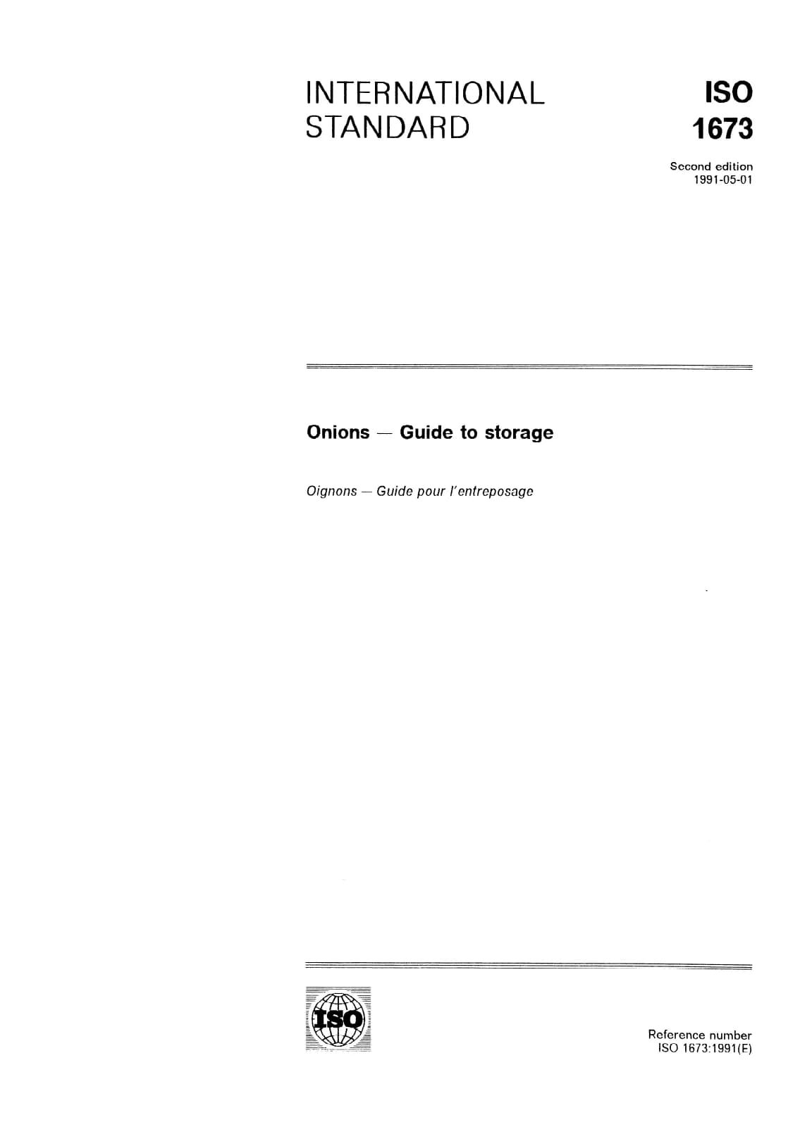 Первая страница стандарта ISO 1673:1991