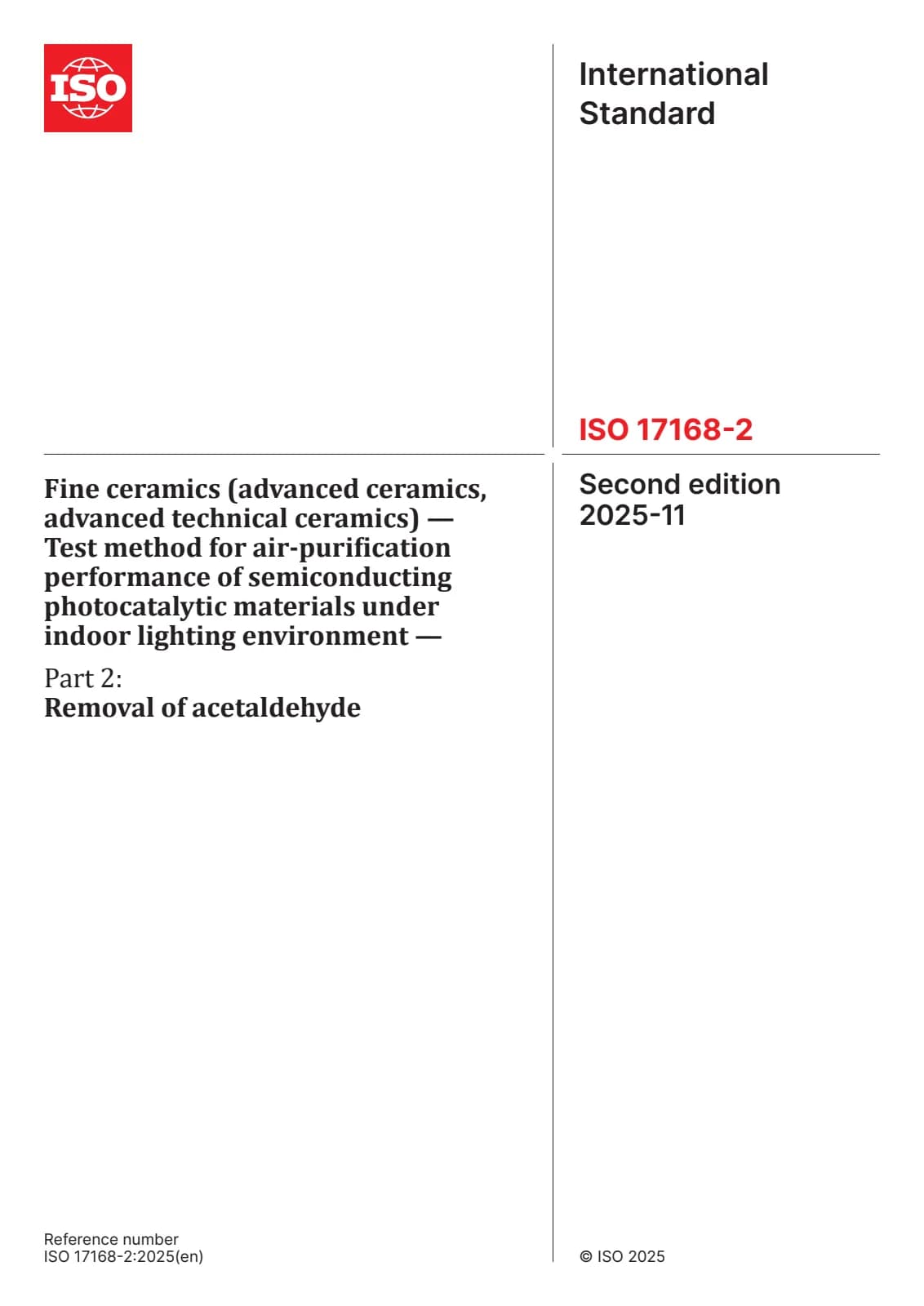 Первая страница стандарта ISO 17168-2:2025