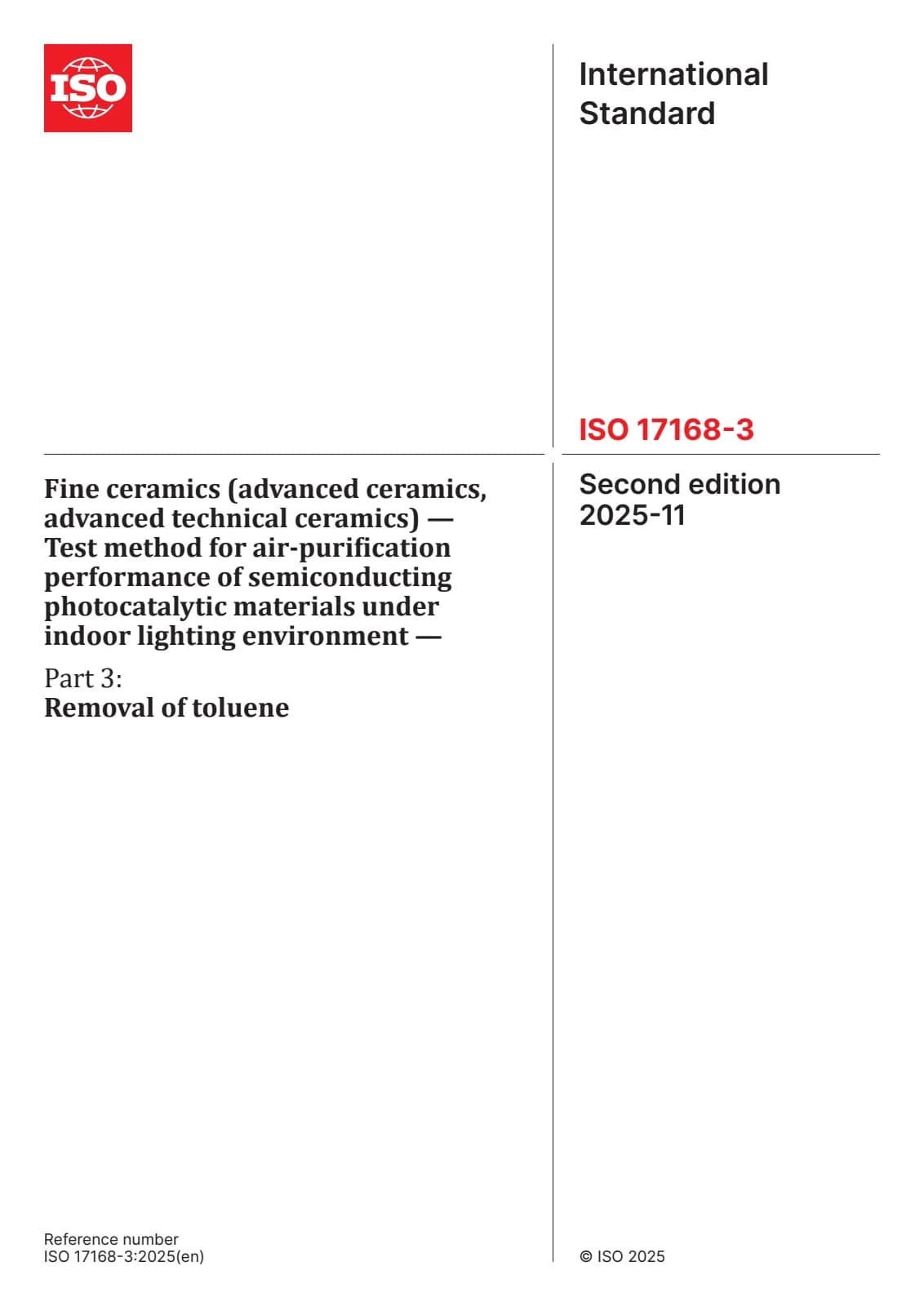 Первая страница стандарта ISO 17168-3:2025