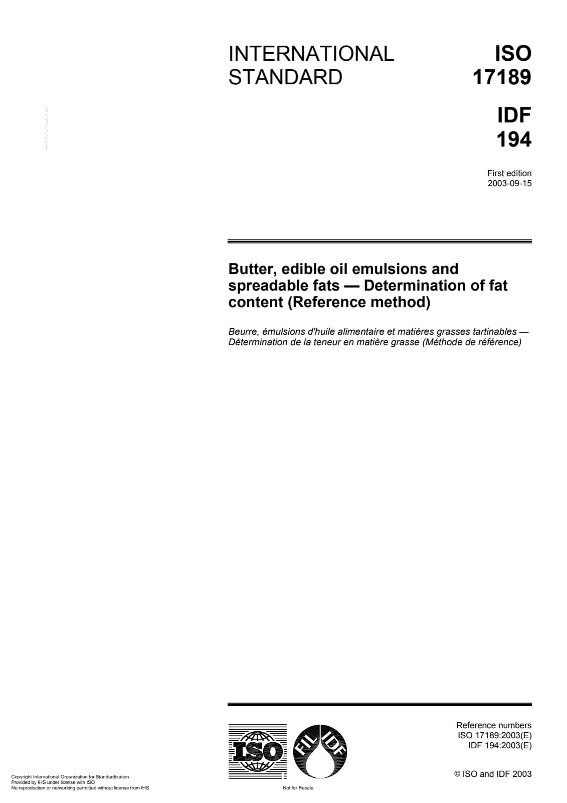 Первая страница стандарта ISO 17189:2003