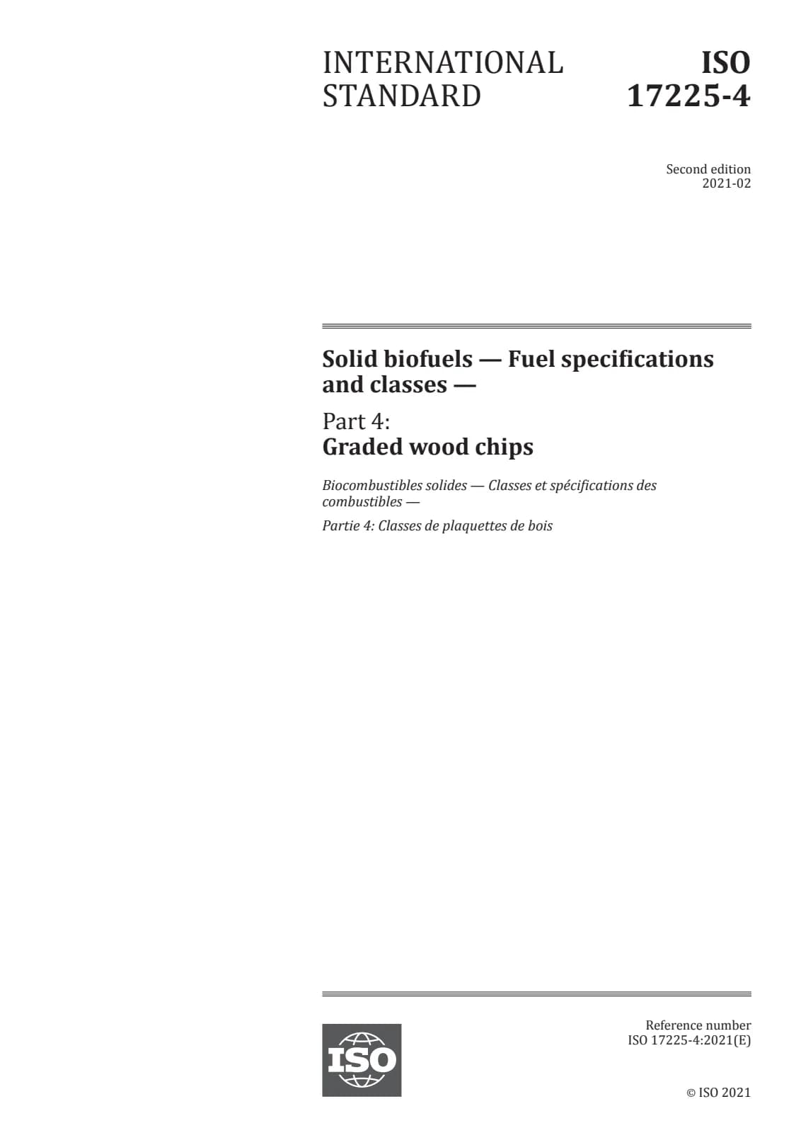 Первая страница стандарта ISO 17225-4:2021