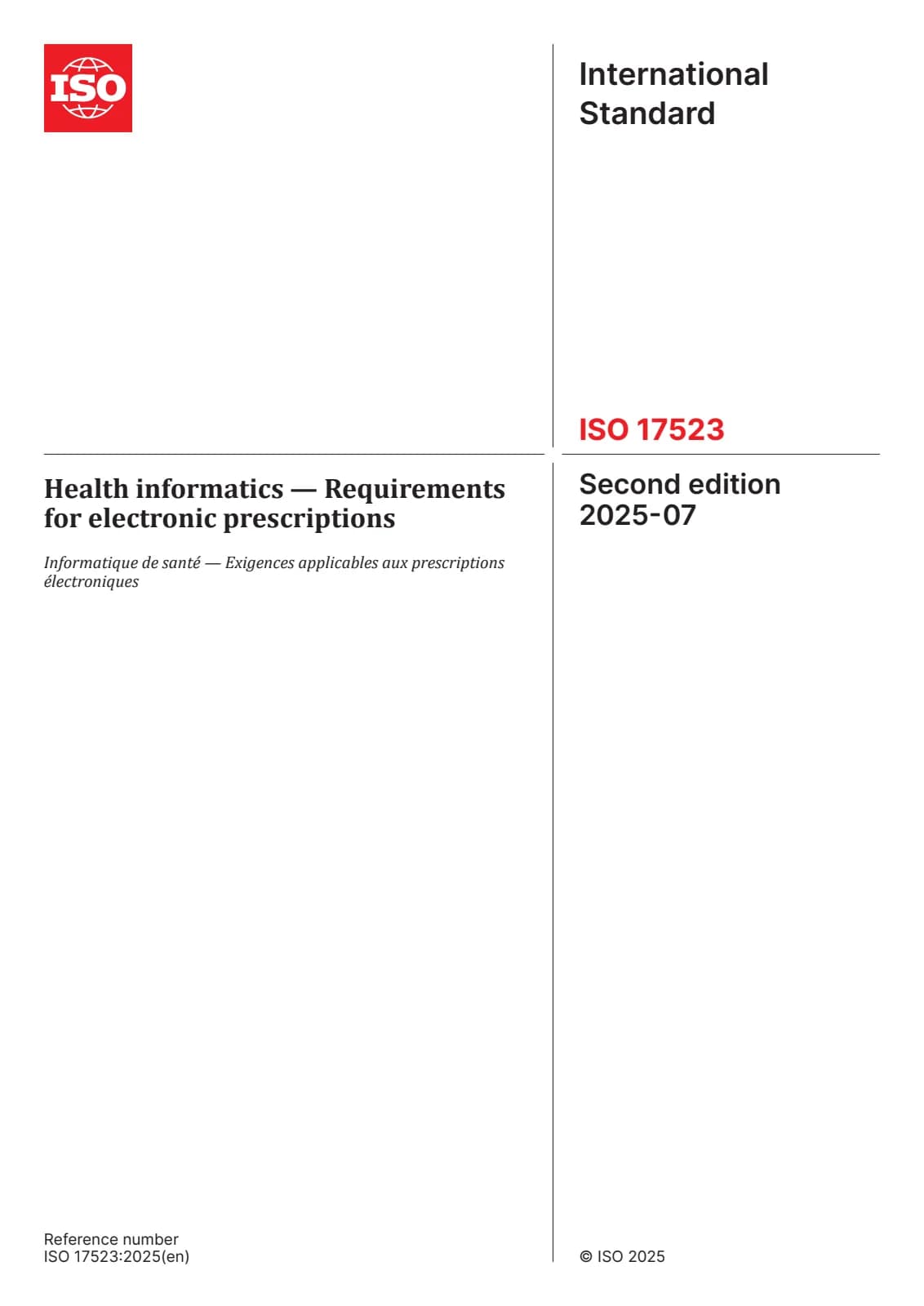 Первая страница стандарта ISO 17523:2025