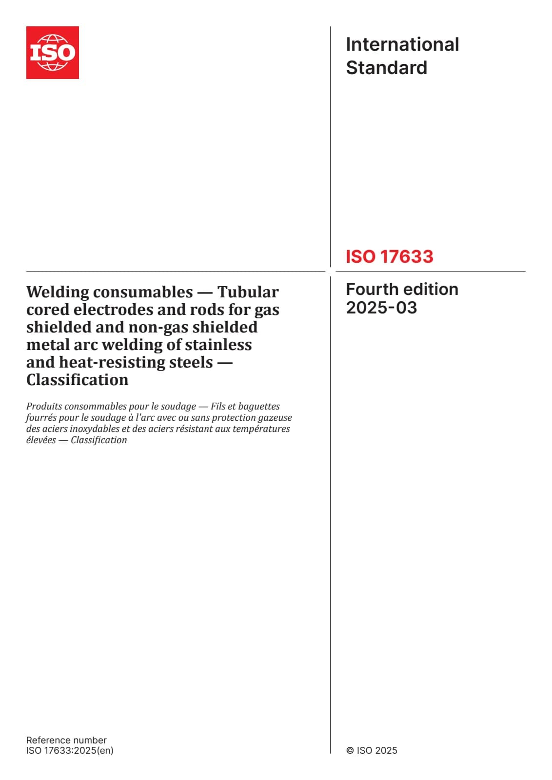 Первая страница стандарта ISO 17633:2025