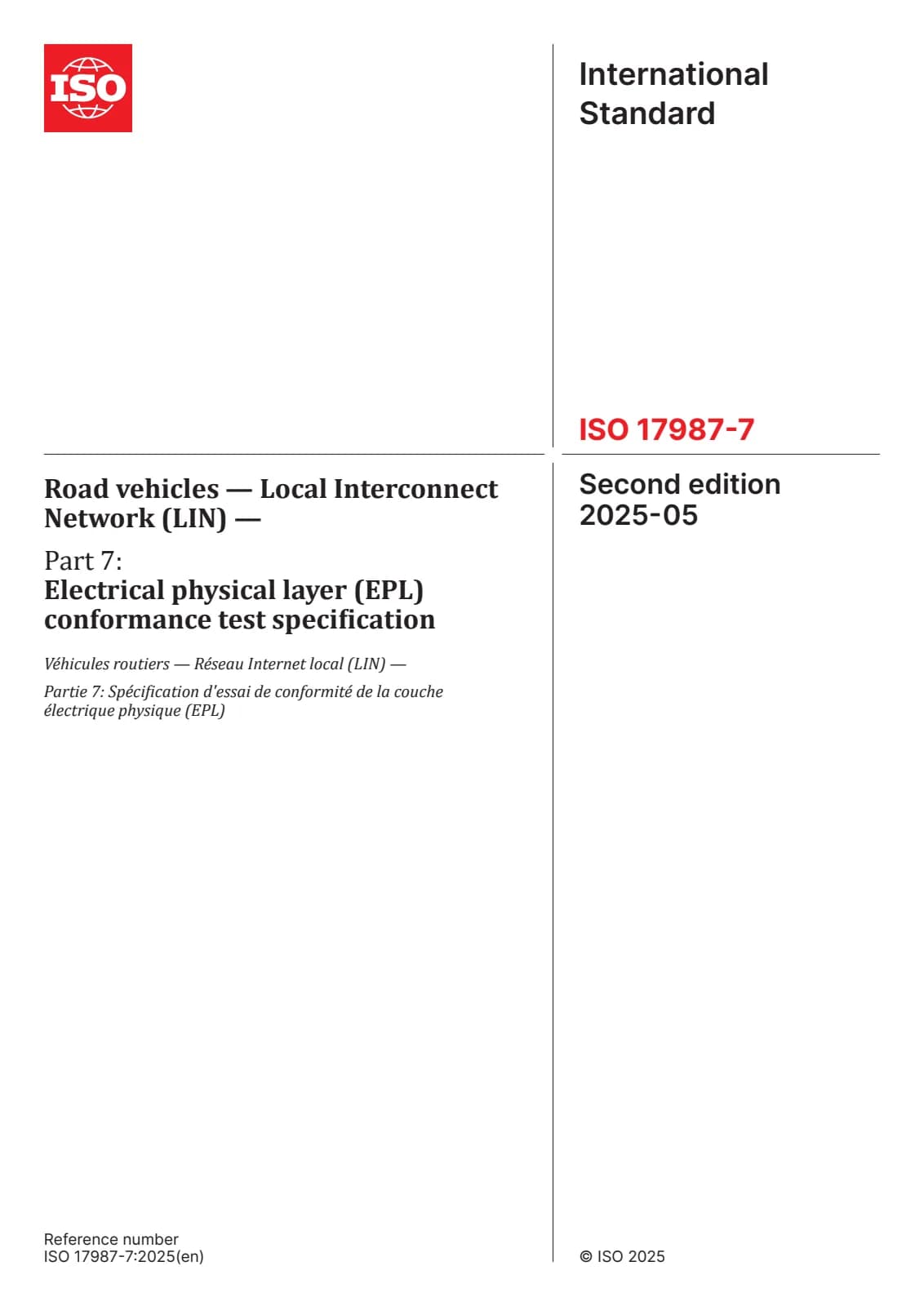 Первая страница стандарта ISO 17987-7:2025