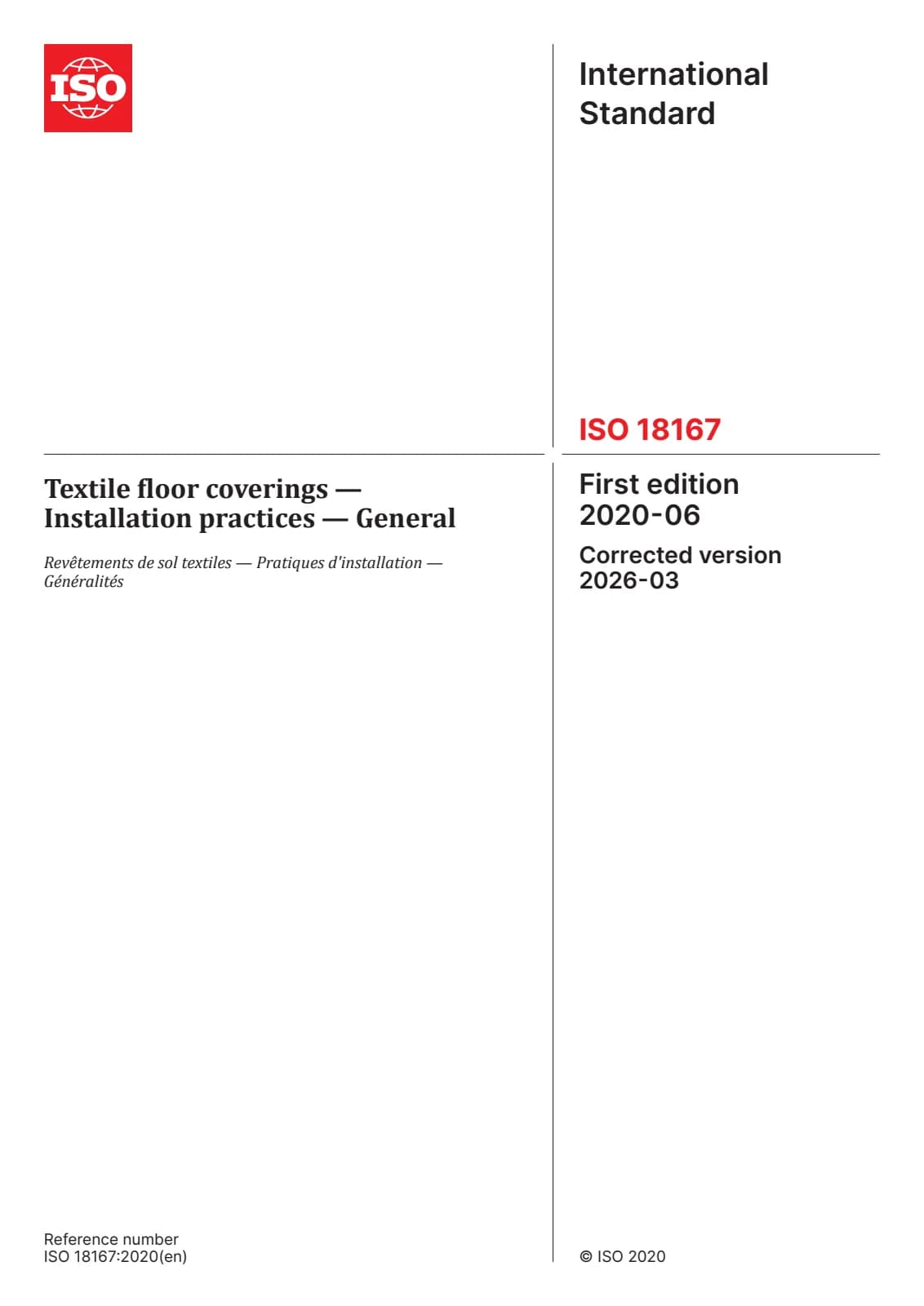 Первая страница стандарта ISO 18167:2020