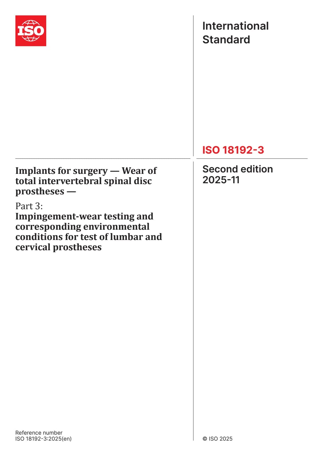 Первая страница стандарта ISO 18192-3:2025