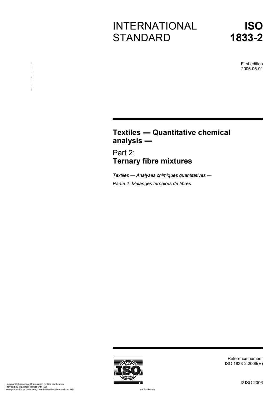 Первая страница стандарта ISO 1833-2:2006