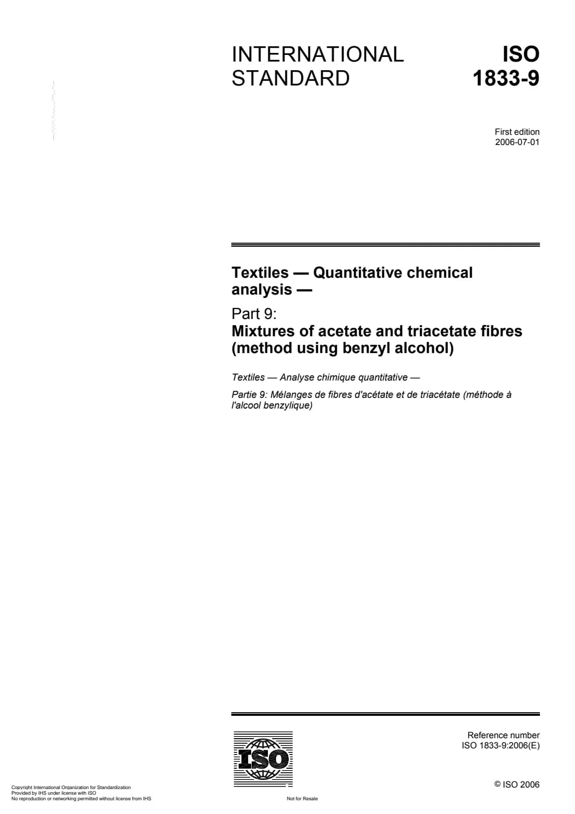 Первая страница стандарта ISO 1833-9:2006