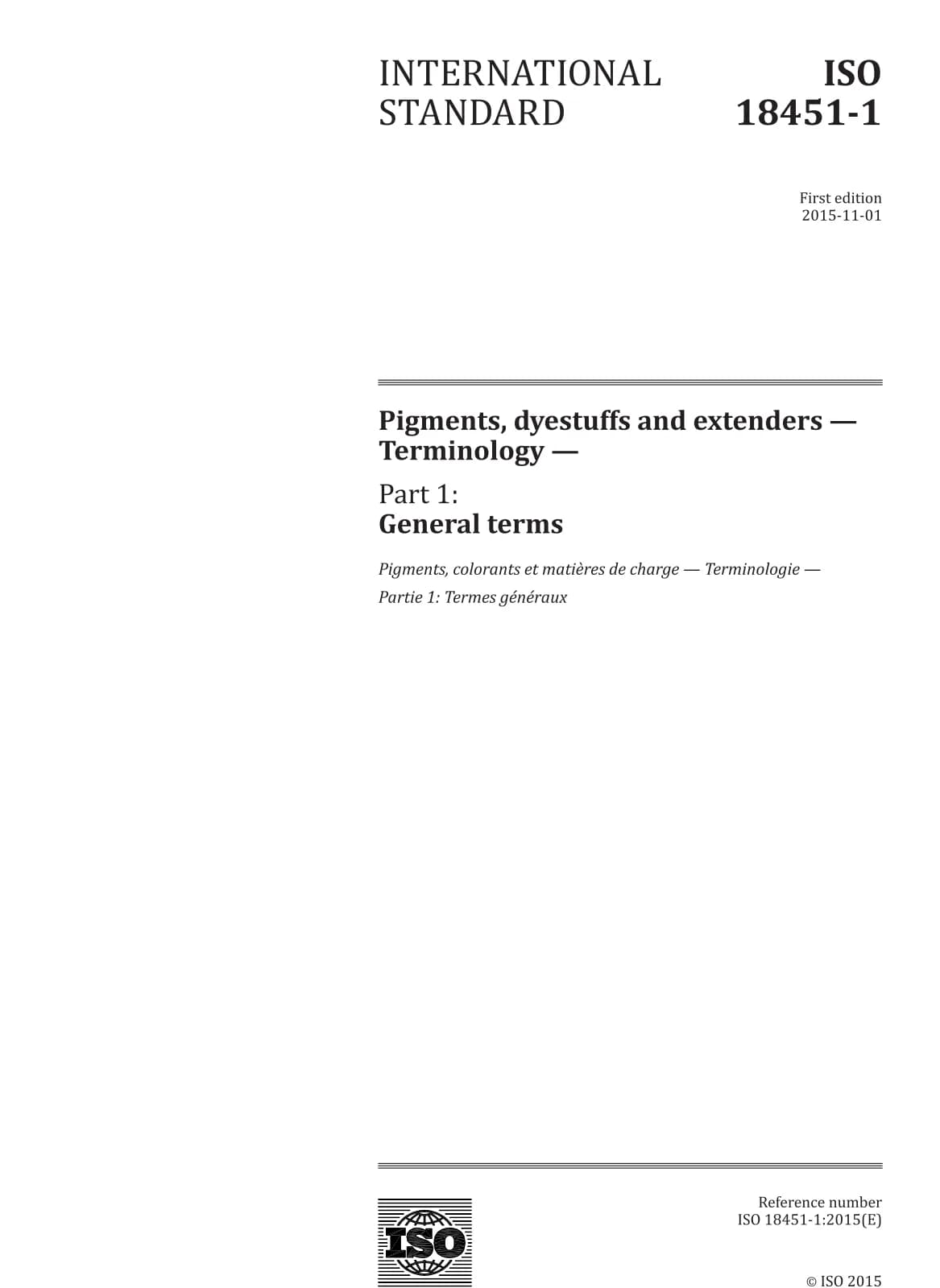 Первая страница стандарта ISO 18451-1:2015
