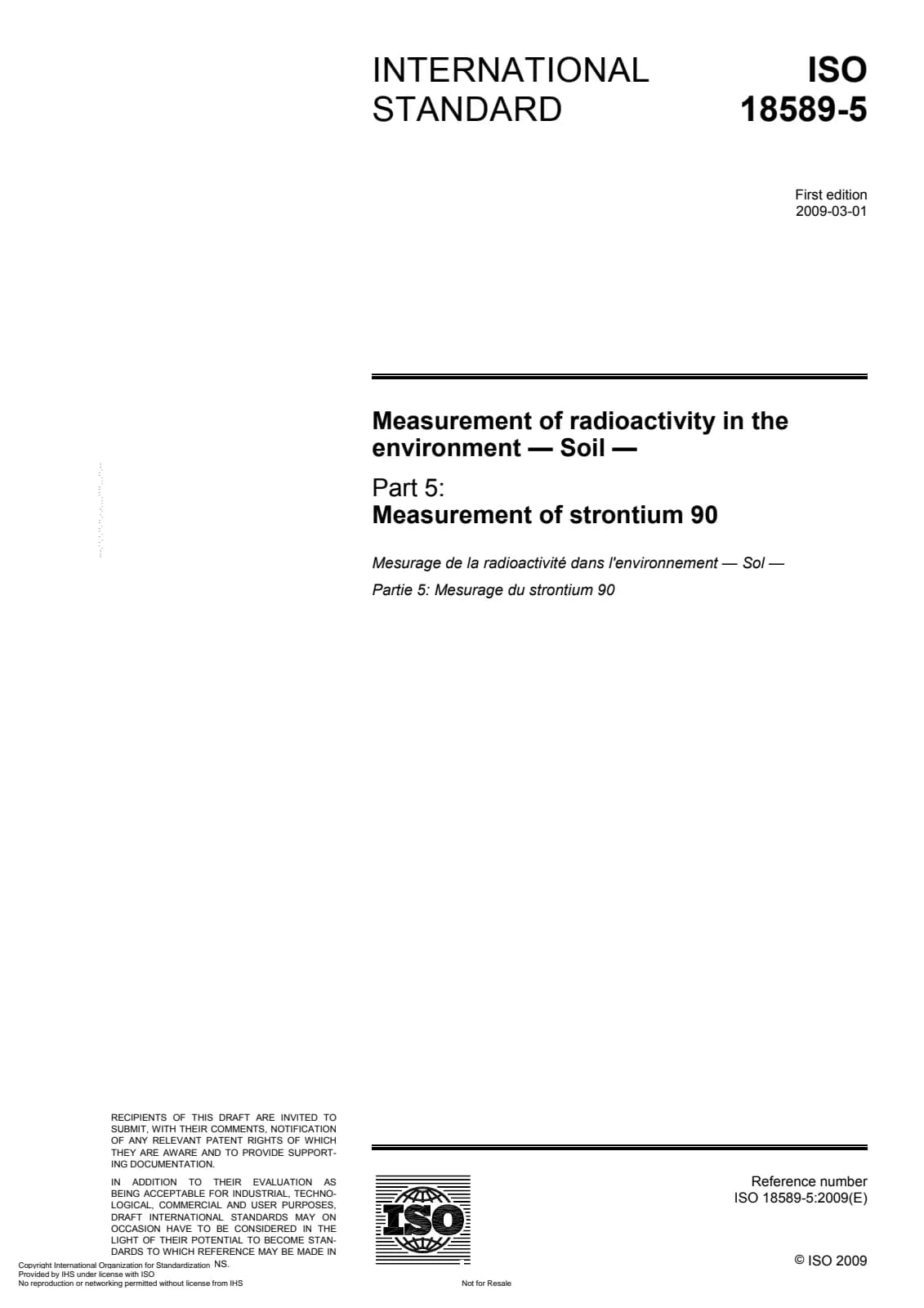 Первая страница стандарта ISO 18589-5:2009