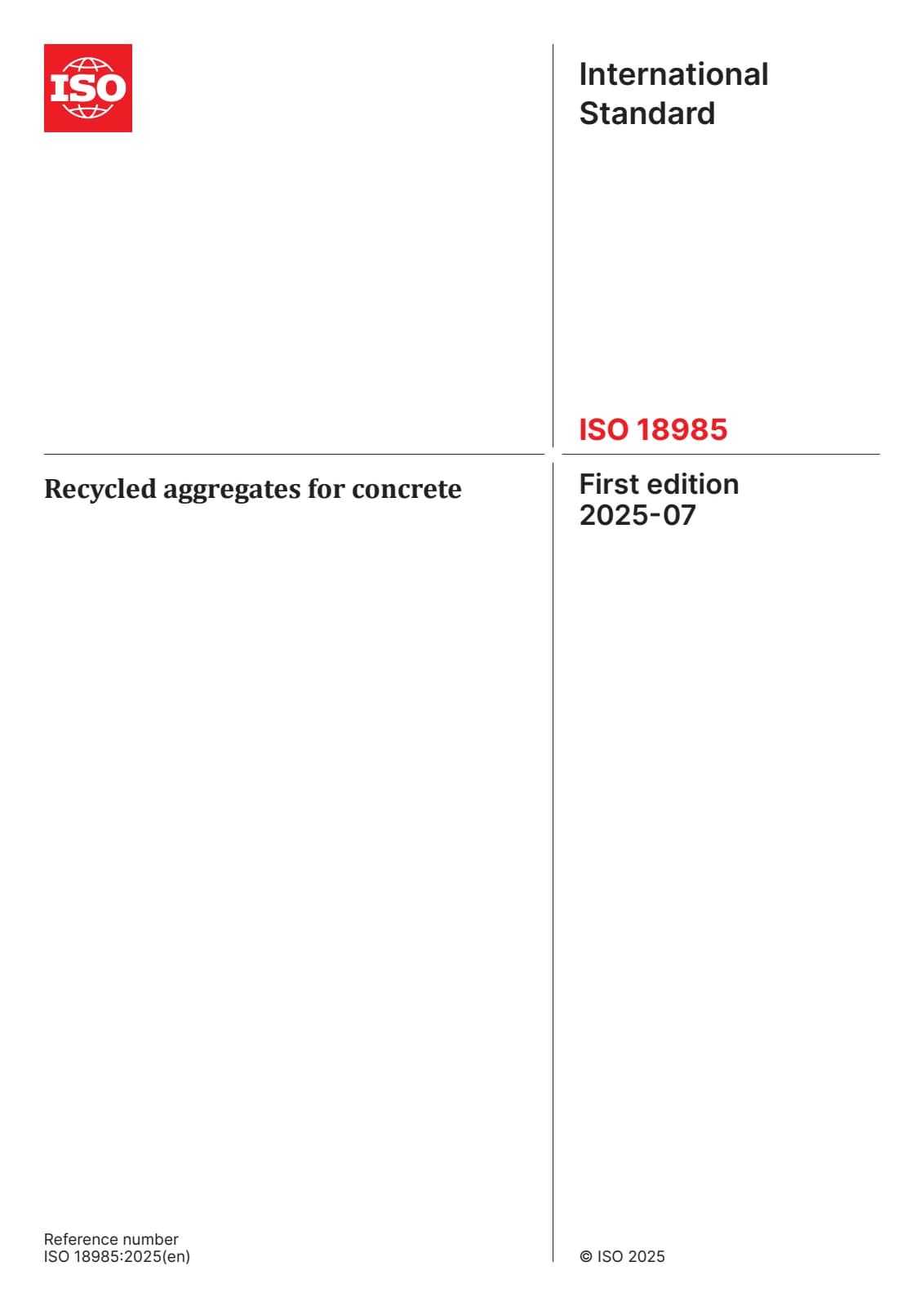 Первая страница стандарта ISO 18985:2025