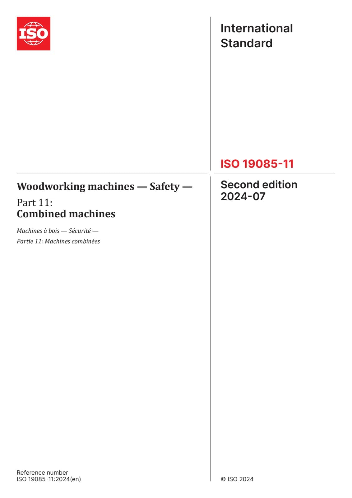 Первая страница стандарта ISO 19085-11:2024