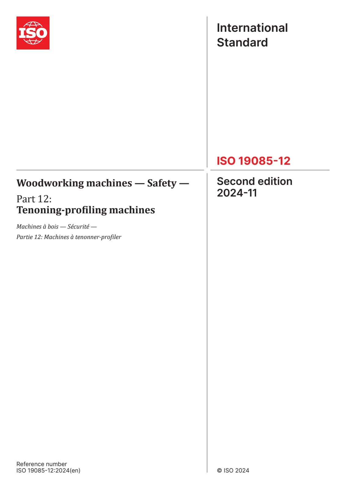 Первая страница стандарта ISO 19085-12:2024