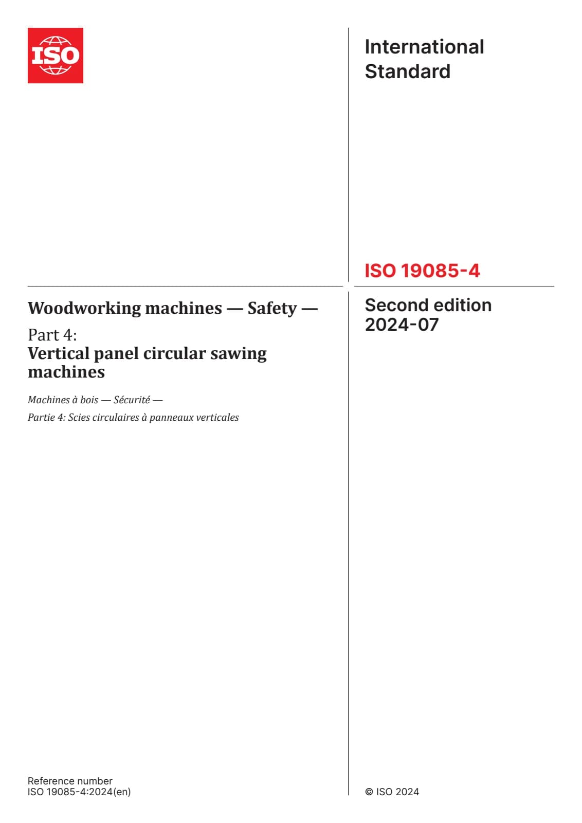 Первая страница стандарта ISO 19085-4:2024