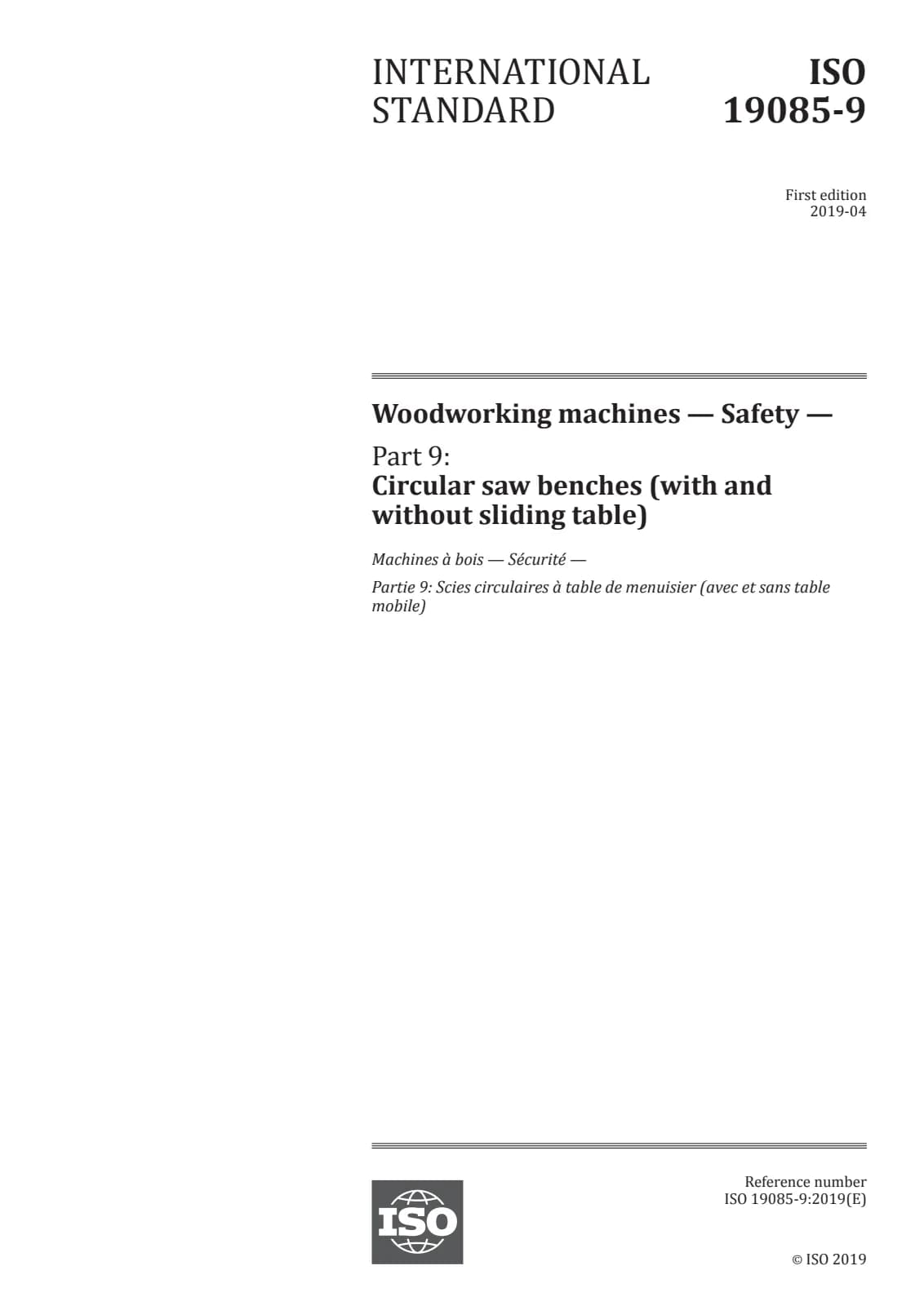 Первая страница стандарта ISO 19085-9:2019