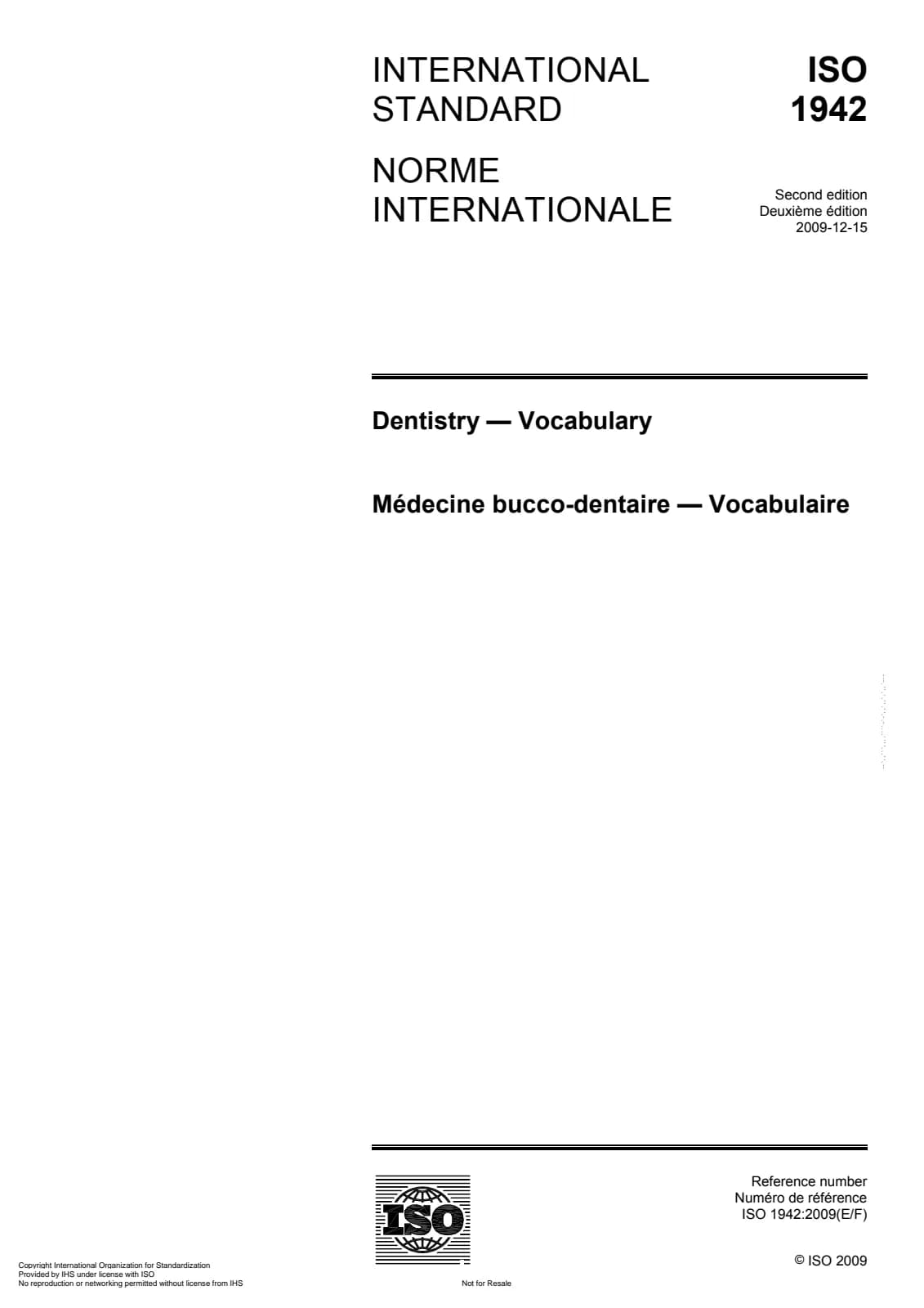 Первая страница стандарта ISO 1942:2009