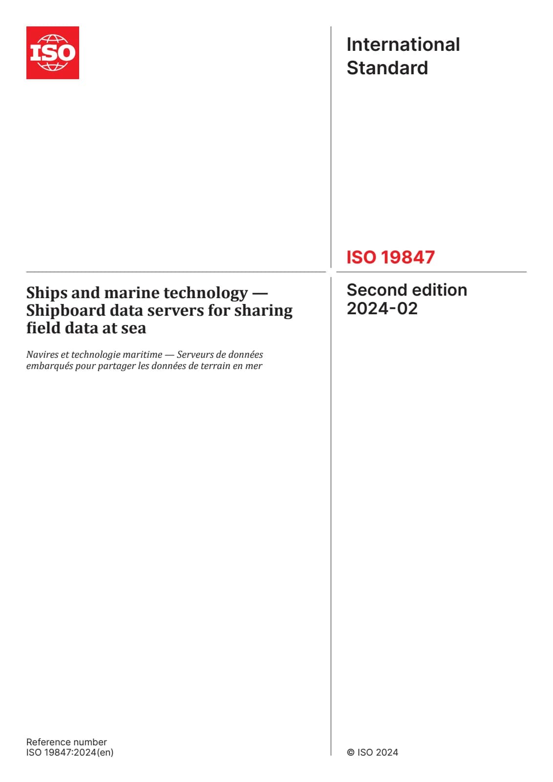 Первая страница стандарта ISO 19847:2024