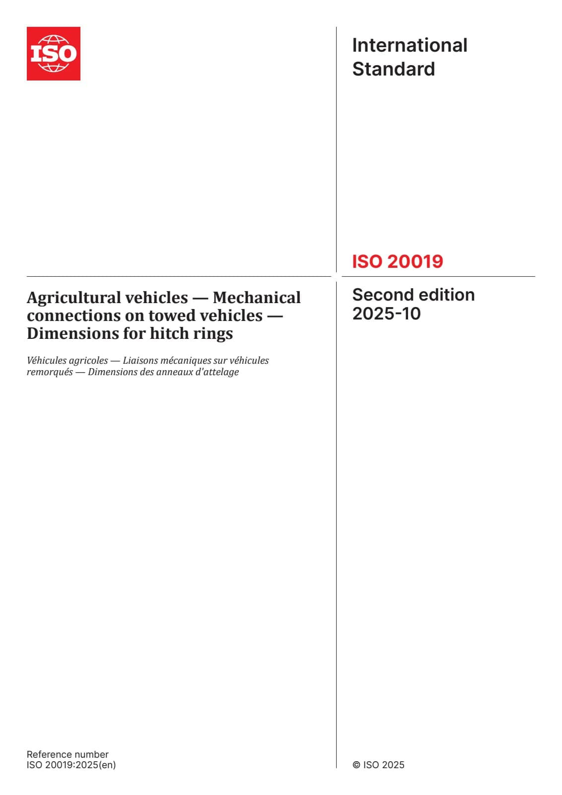 Первая страница стандарта ISO 20019:2025