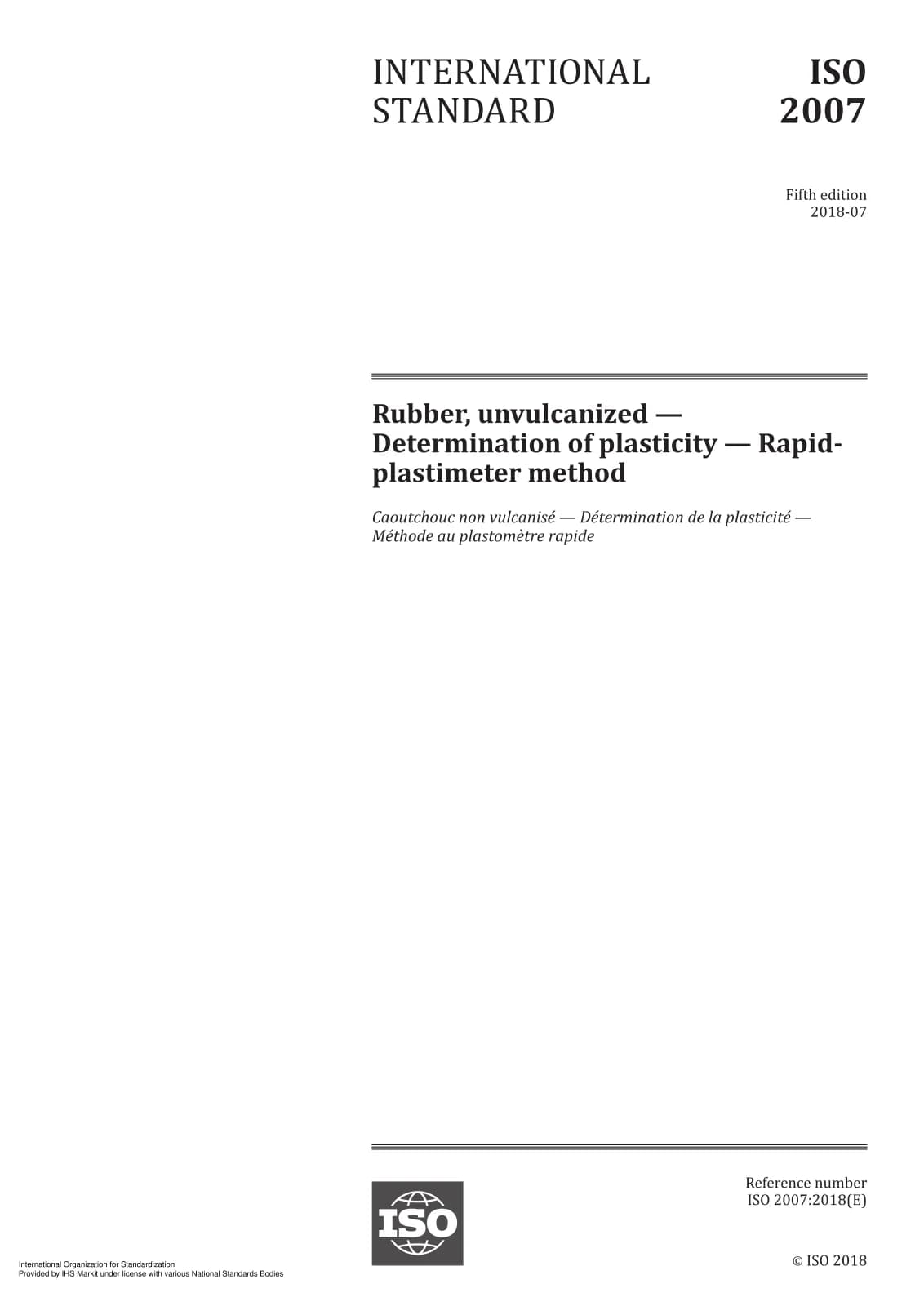 Первая страница стандарта ISO 2007:2018