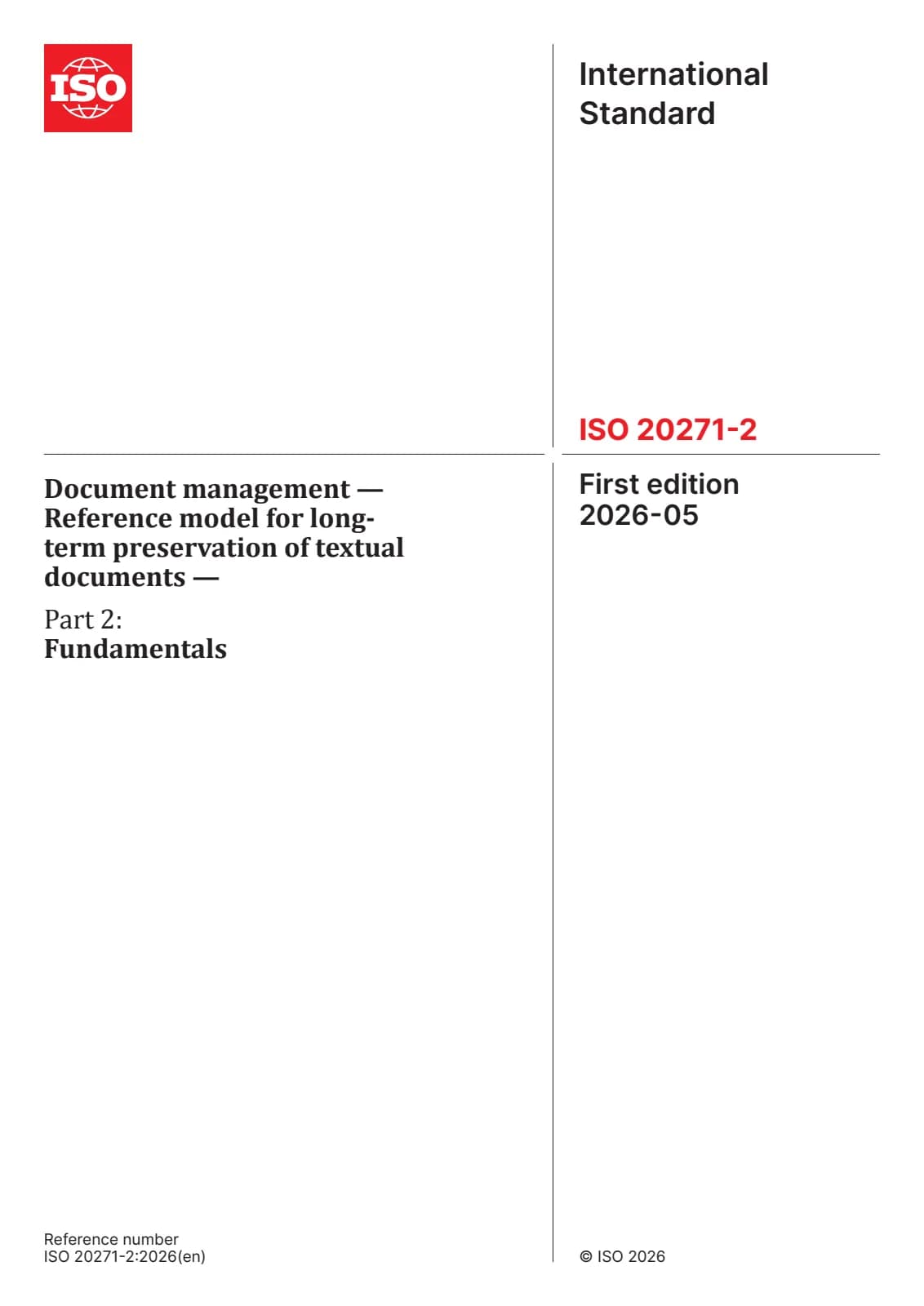 Первая страница стандарта ISO 20271-2:2026