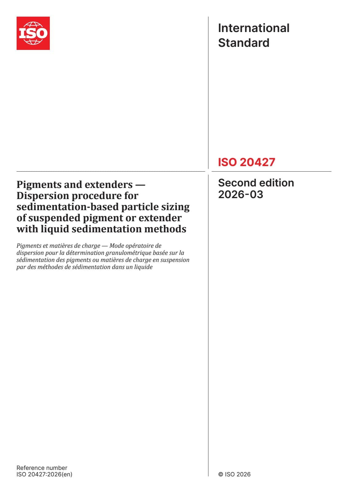 Первая страница стандарта ISO 20427:2026