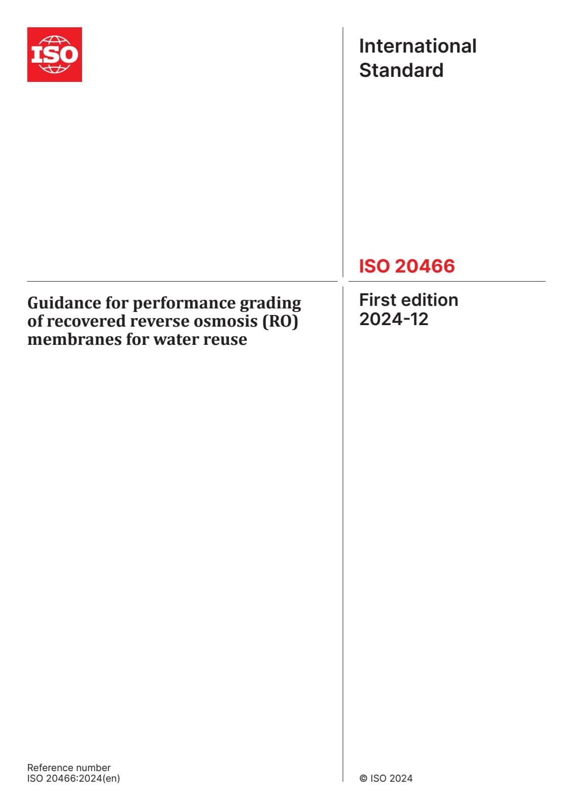Первая страница стандарта ISO 20466:2024