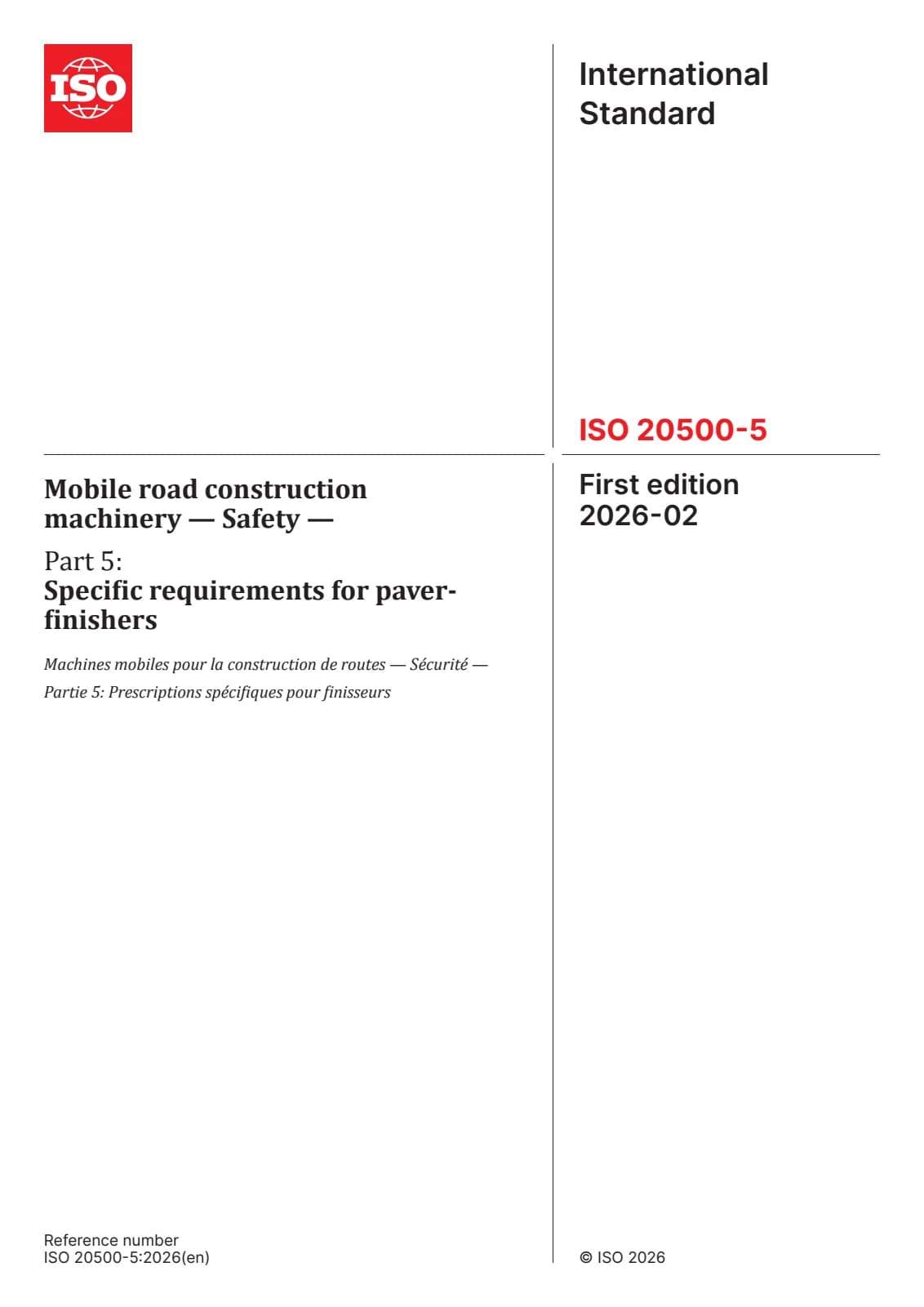Первая страница стандарта ISO 20500-5:2026