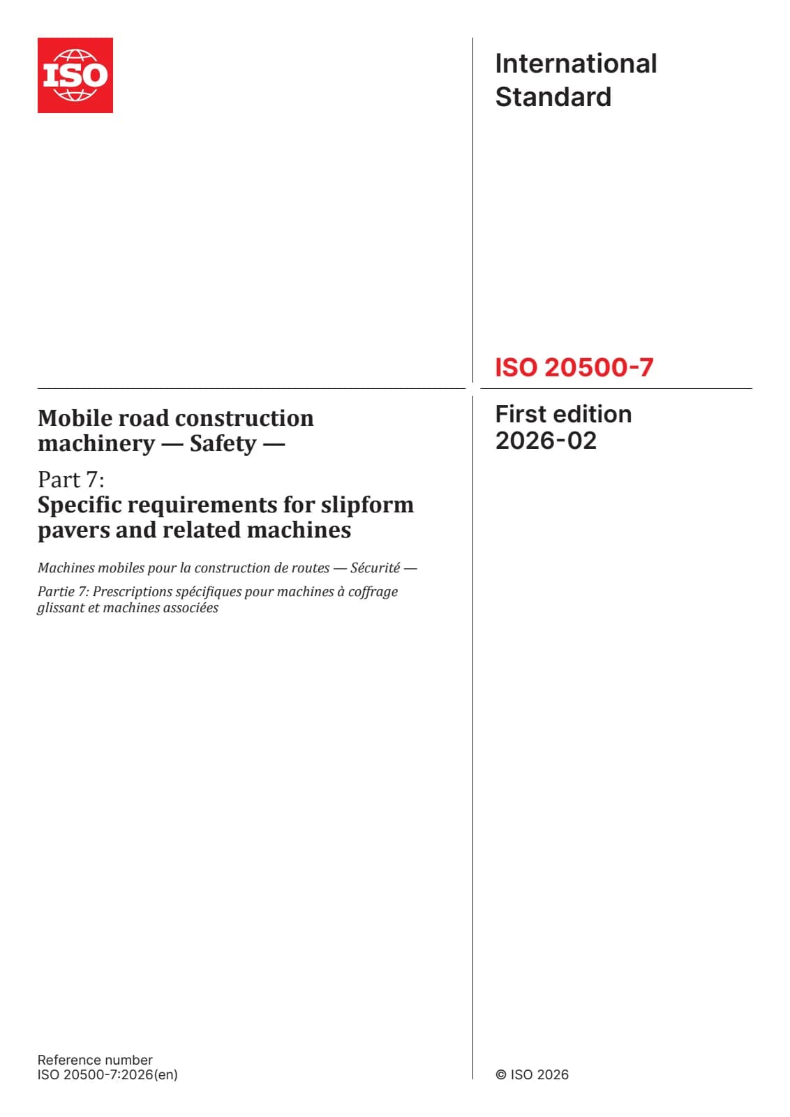 Первая страница стандарта ISO 20500-7:2026