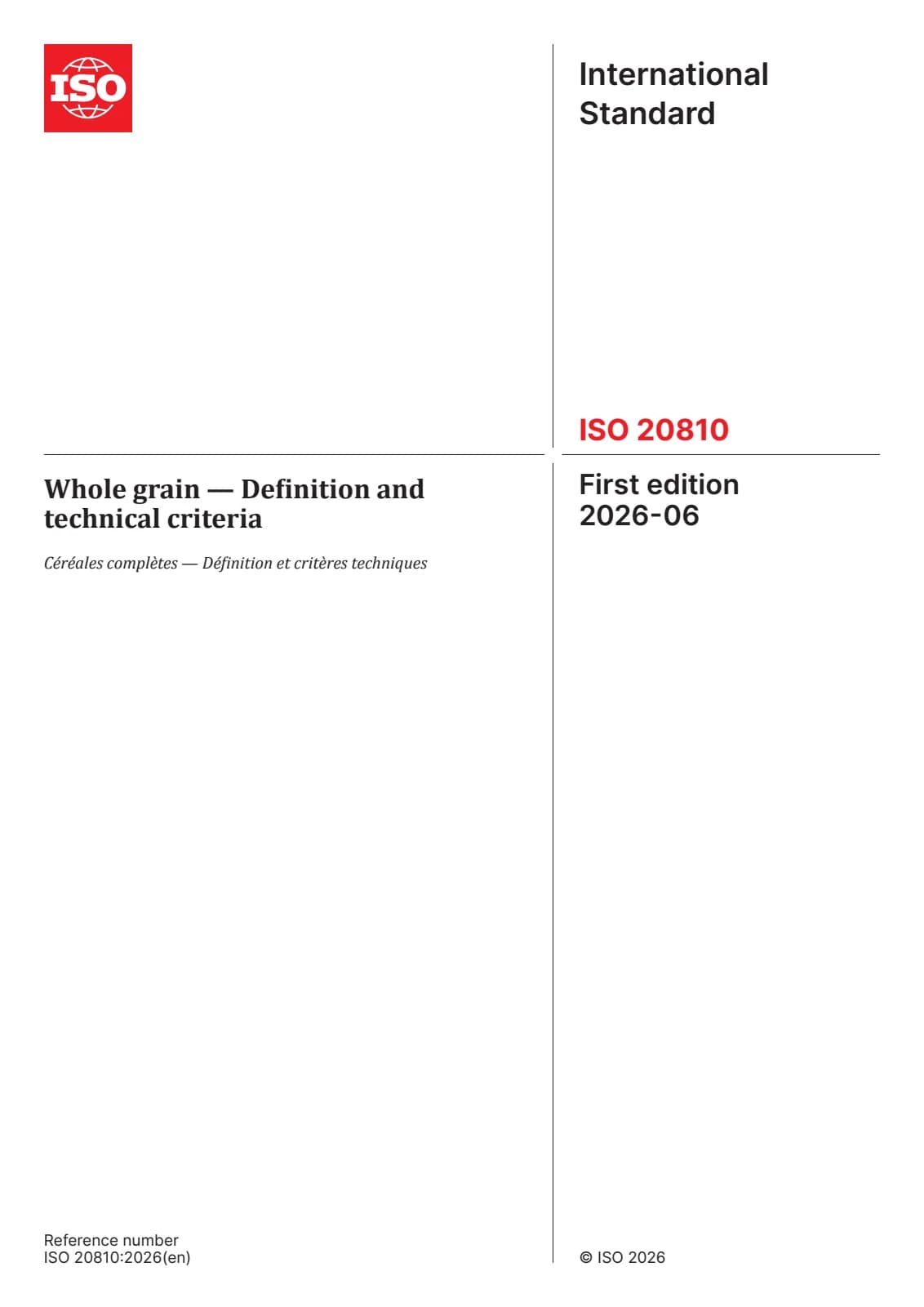 Первая страница стандарта ISO 20810:2026
