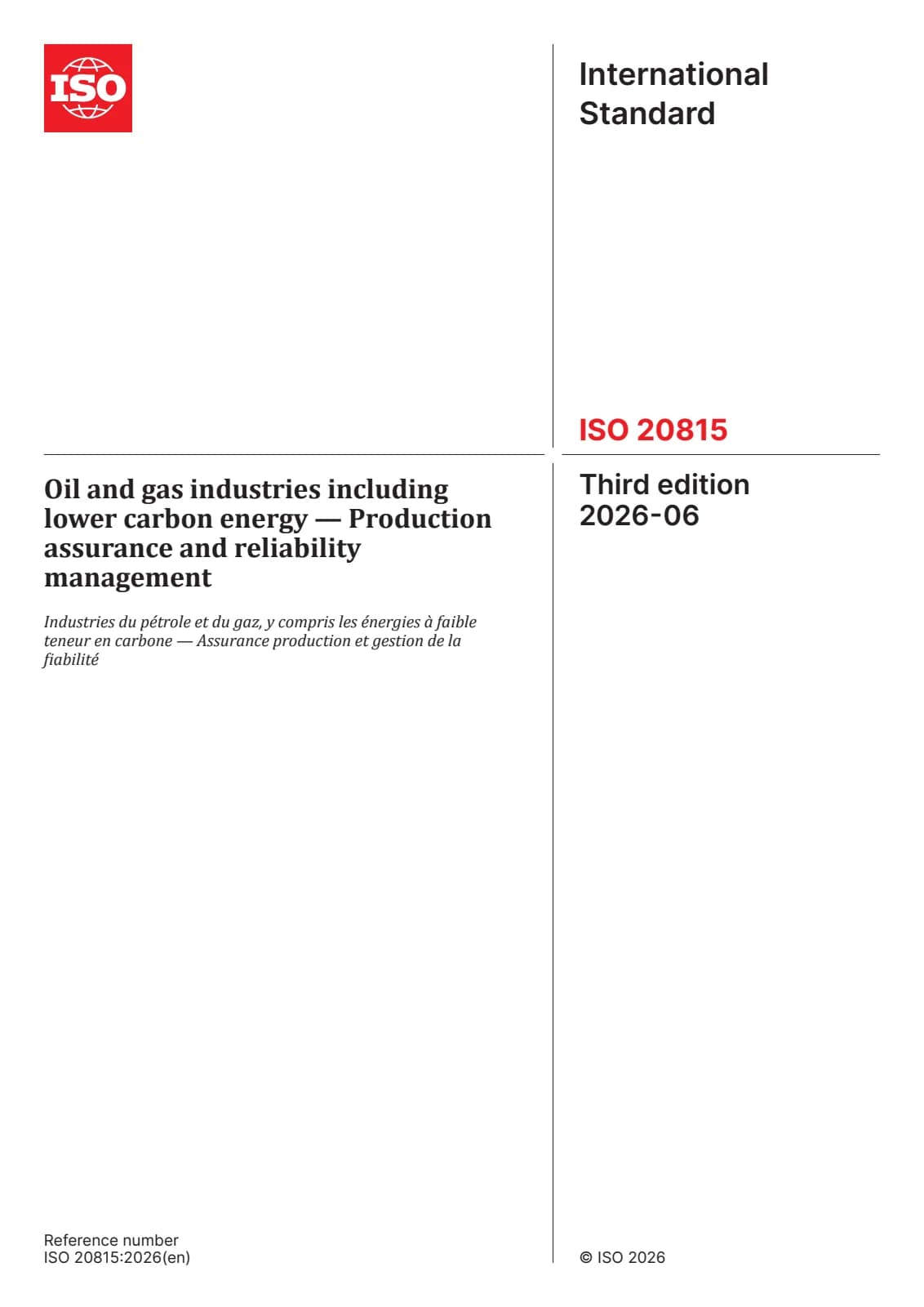 Первая страница стандарта ISO 20815:2026