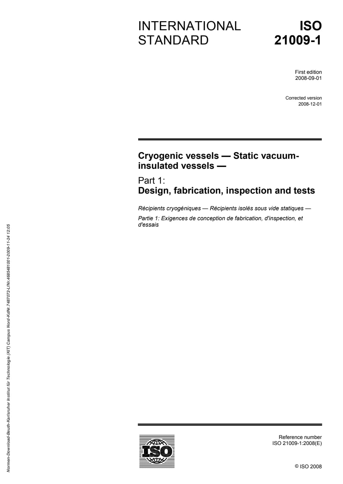 Первая страница стандарта ISO 21009-1:2008
