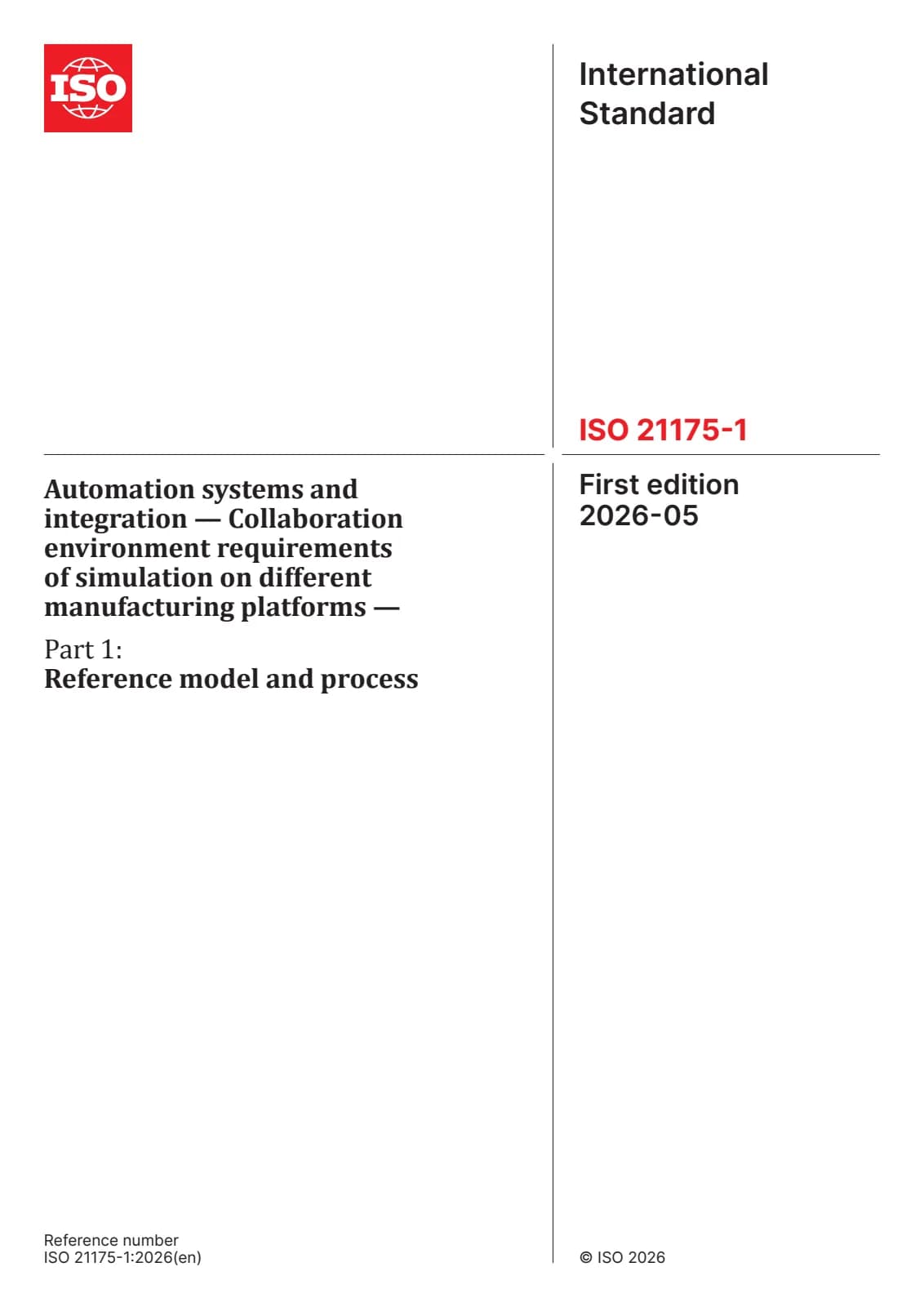 Первая страница стандарта ISO 21175-1:2026