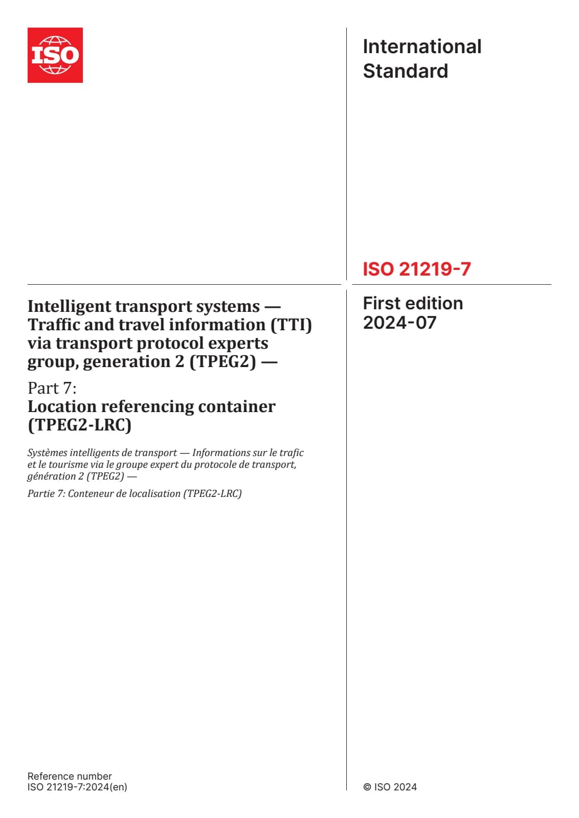 Первая страница стандарта ISO 21219-7:2024