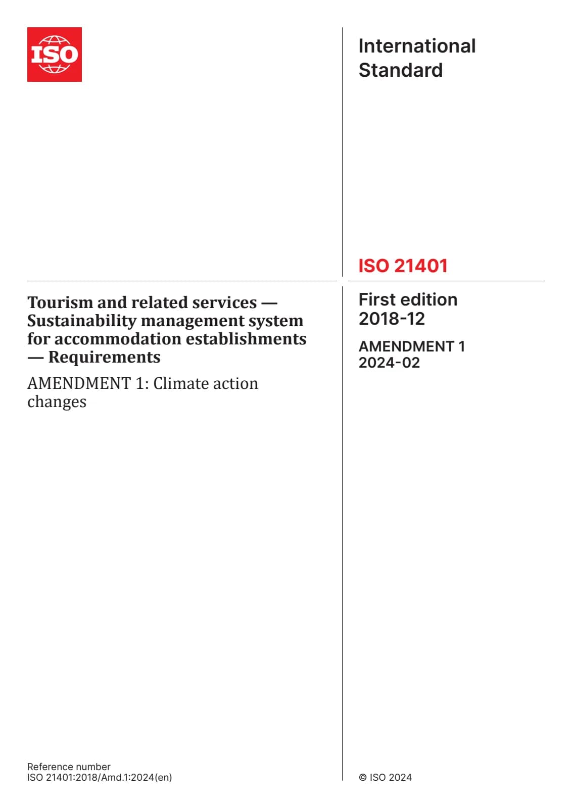 Первая страница стандарта ISO 21401:2018